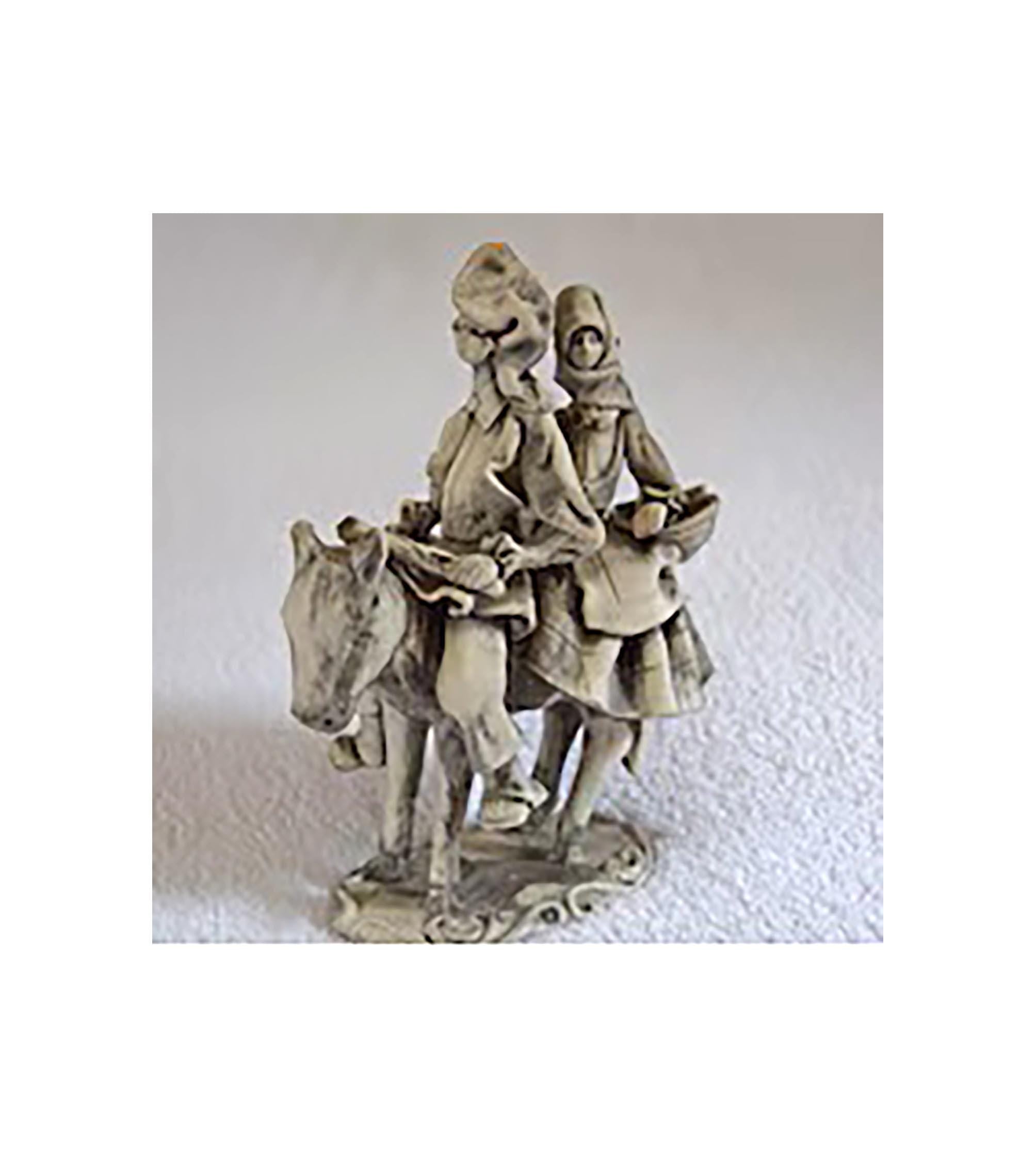 RARE Vintage Ceramiche Stelio Mola Cagliari Couple on a Donkey