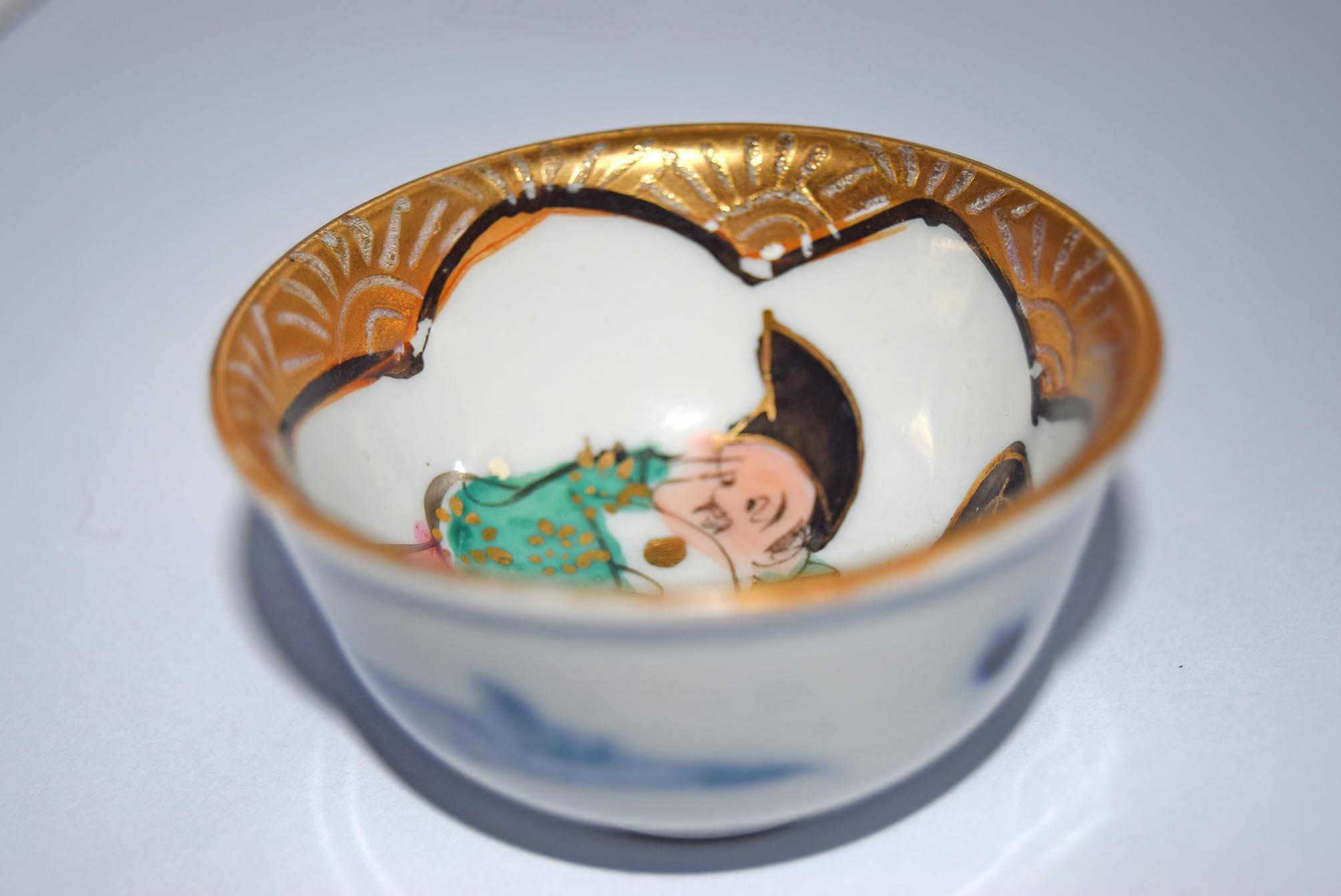 Vintage Japanese Kutani Kinrande Sake Cup | c1940