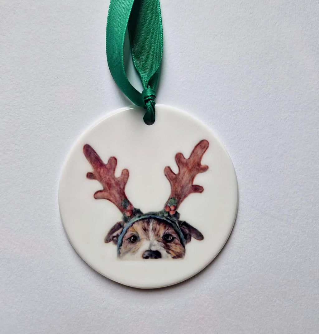Ceramic disc decorations by Jess Harris, Pet and Portrait Artist. Animal Characters