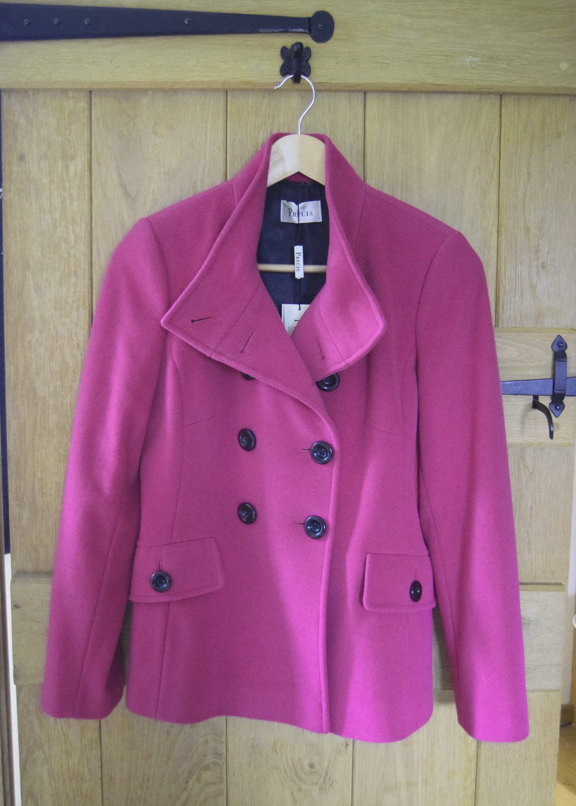 Precis Magenta Pink Cashmere/Wool Blend Double Breasted Vintage Coat Jacket 8-10 (UK)