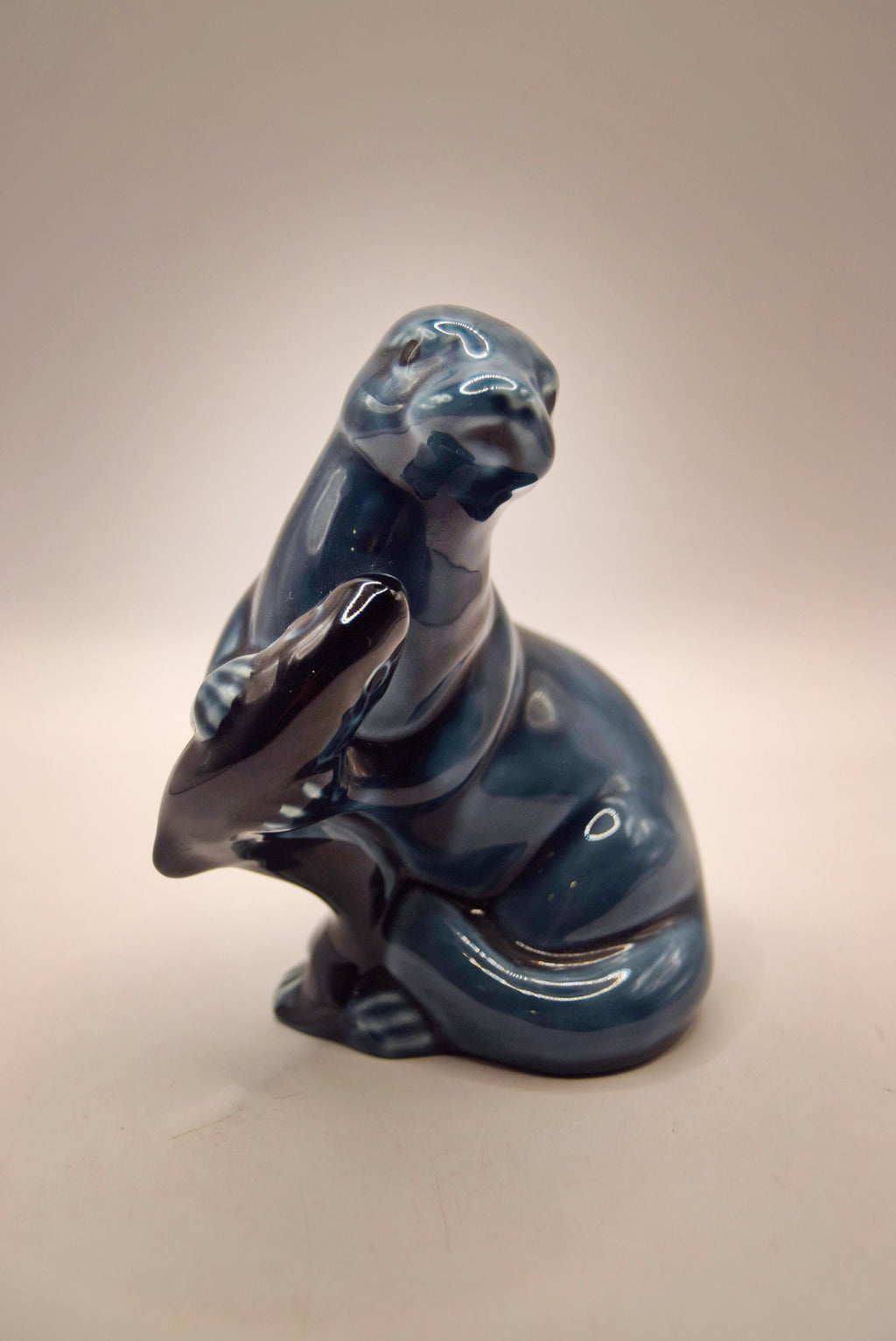 Vintage Poole Pottery Porcelain Seal with Fish Figurine c1980s