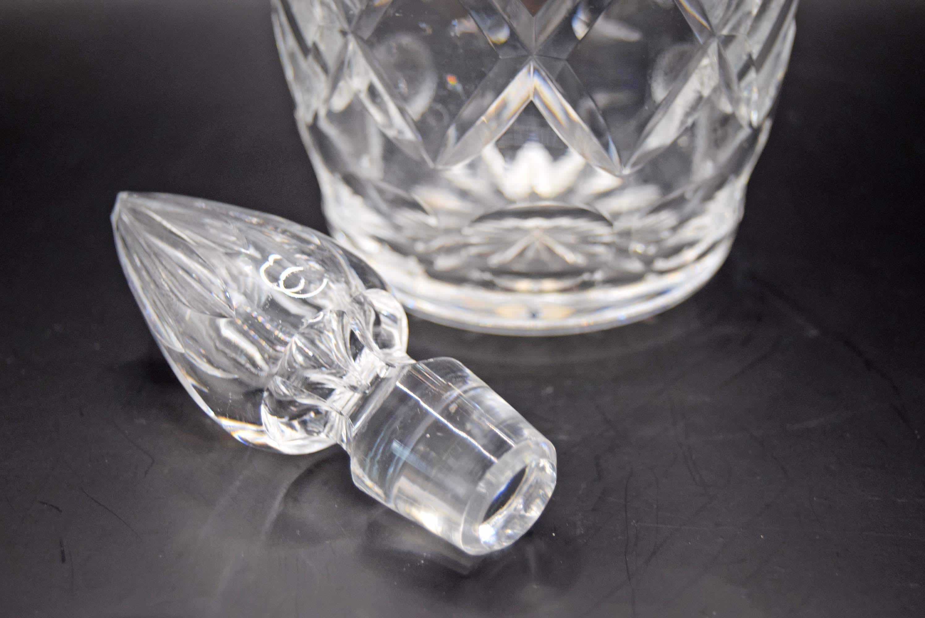 Heavy Crystal Georgian Style Wine Spirit Decanter 12" High with Silver Plated Label