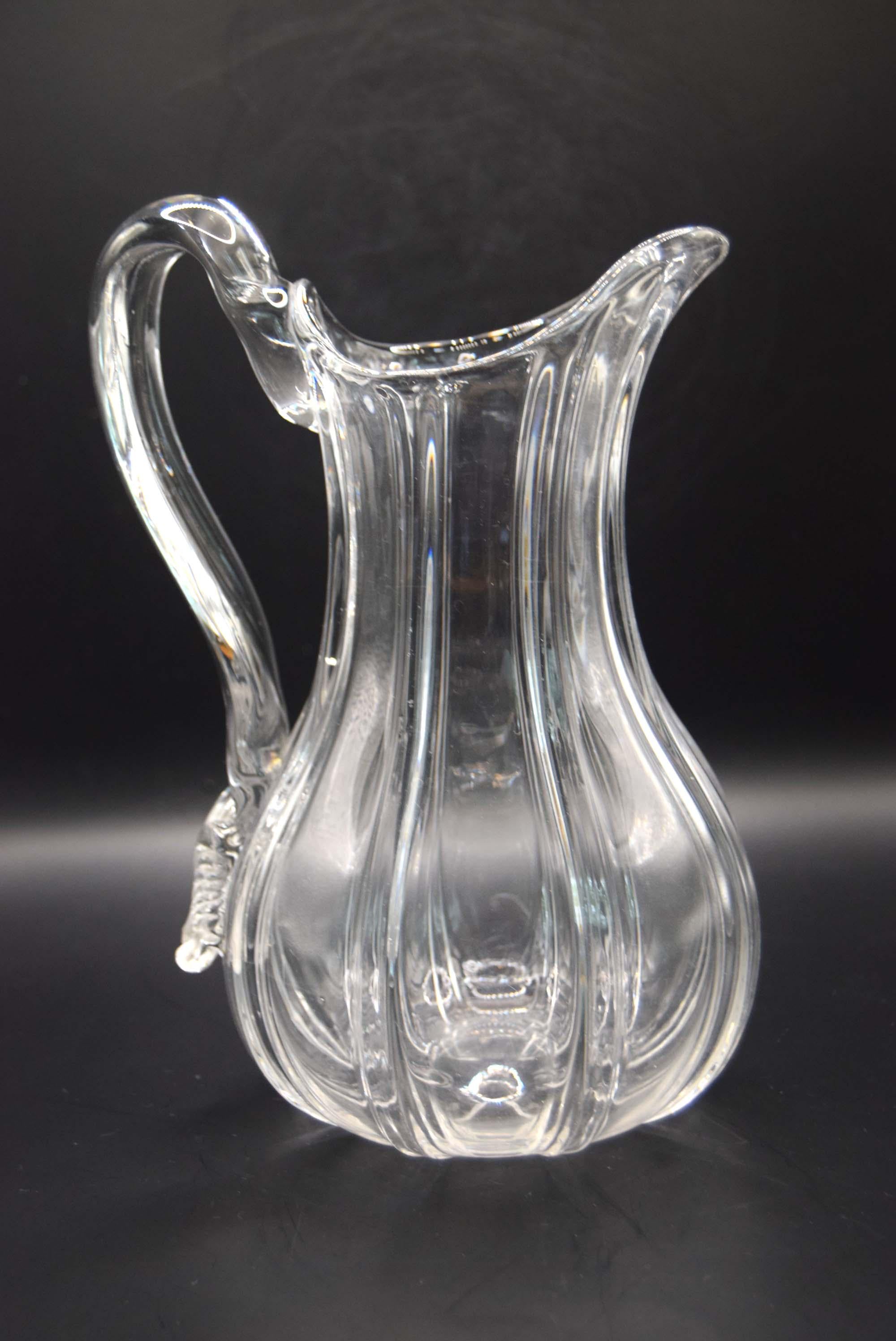 Antique William IV Ribbed Glass Water Jug, c.1830 - Hand-Blown Georgian Era