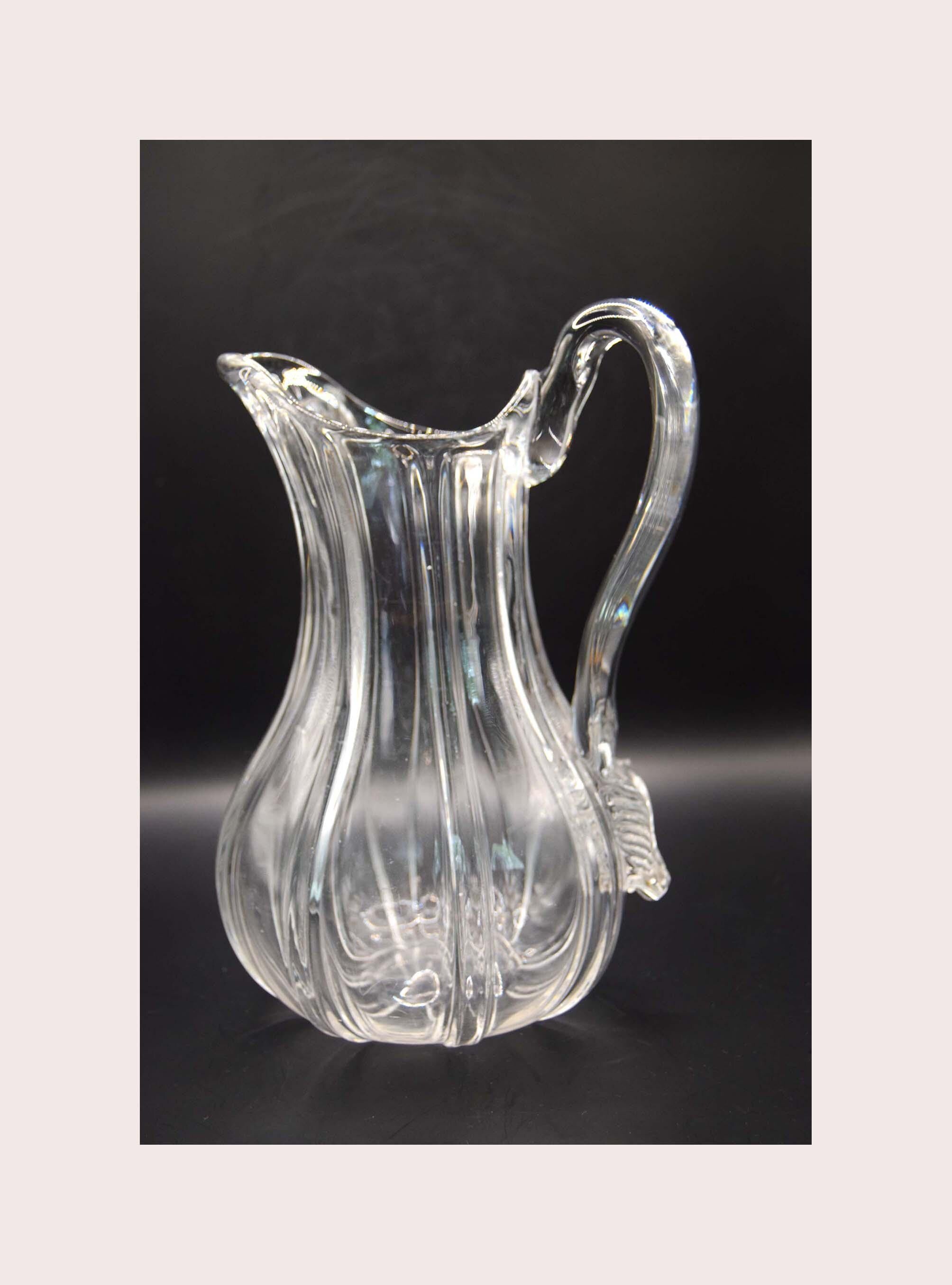Antique William IV Ribbed Glass Water Jug, c.1830 - Hand-Blown Georgian Era