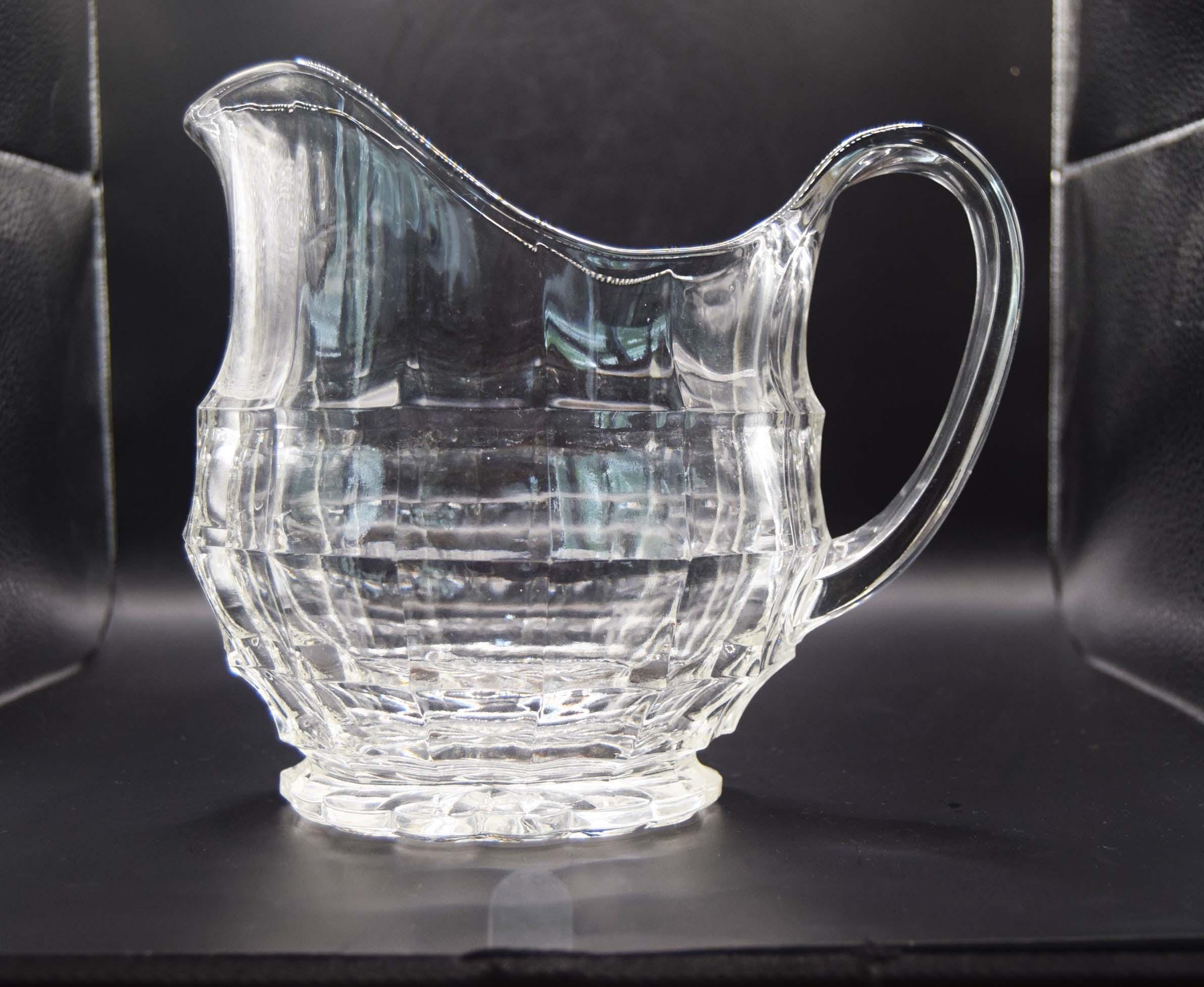 Vintage Art Deco Davidson Jacobean Pressed Glass Water Jug Large and Heavy