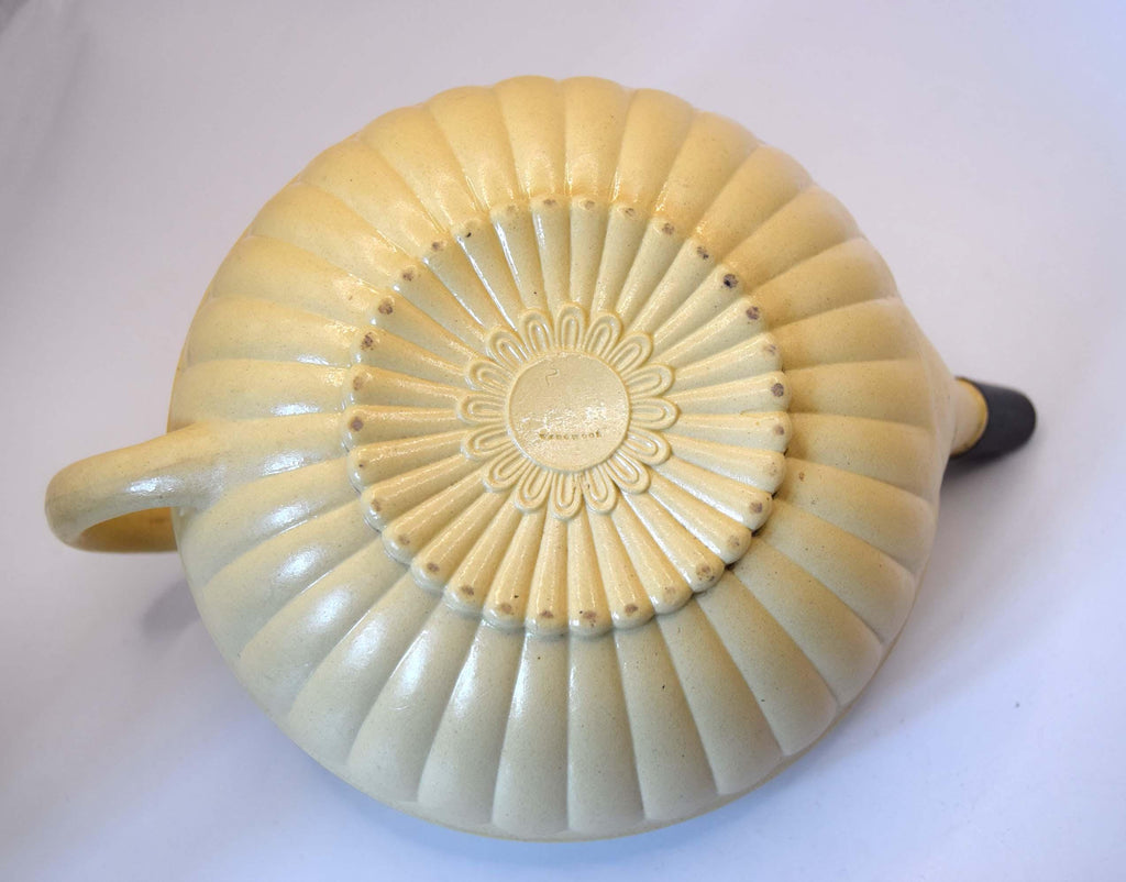 Rare Antique Wedgwood Caneware Teapot - Early 1800s Lotus Form with 19th Century Inventive Metal Repair  