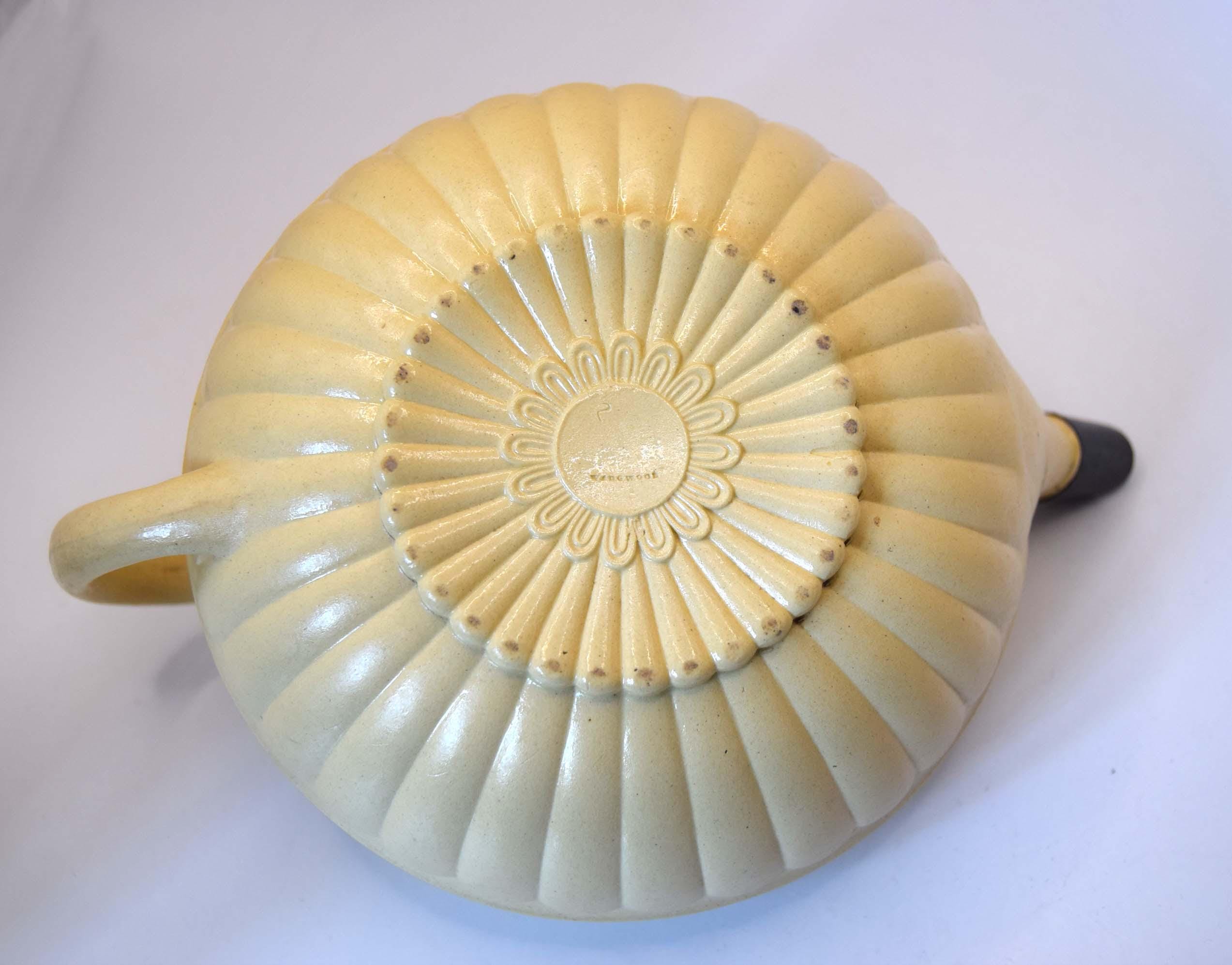 Rare Antique Wedgwood Caneware Teapot - Early 1800s Lotus Form with 19th Century Inventive Metal Repair  