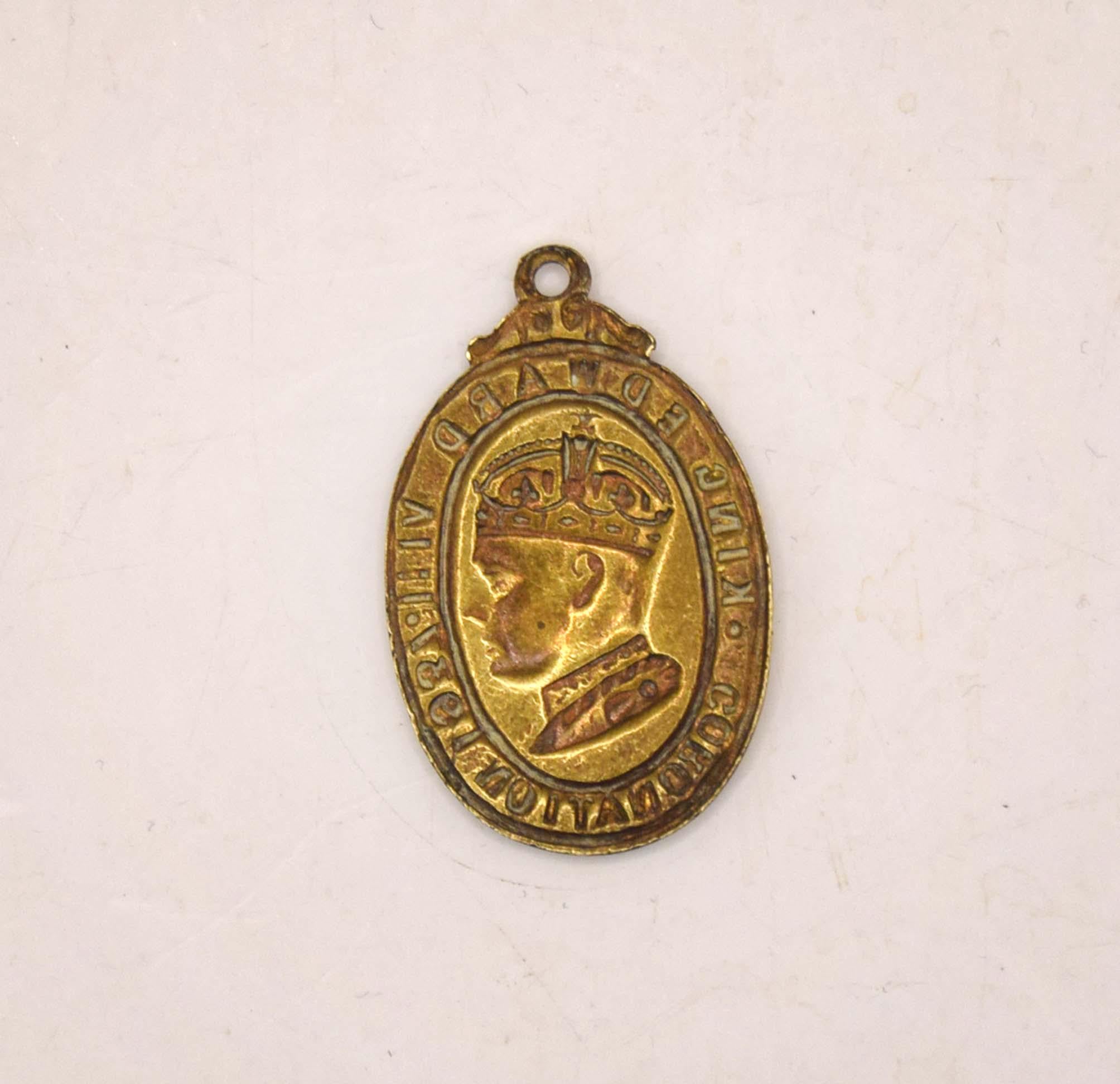 1937 Edward VIII  Coronation/Abdication Medal | Crowned Right Facing Oval Fob