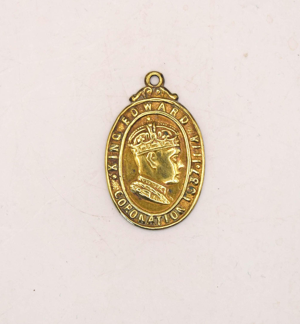1937 Edward VIII  Coronation/Abdication Medal | Crowned Right Facing Oval Fob