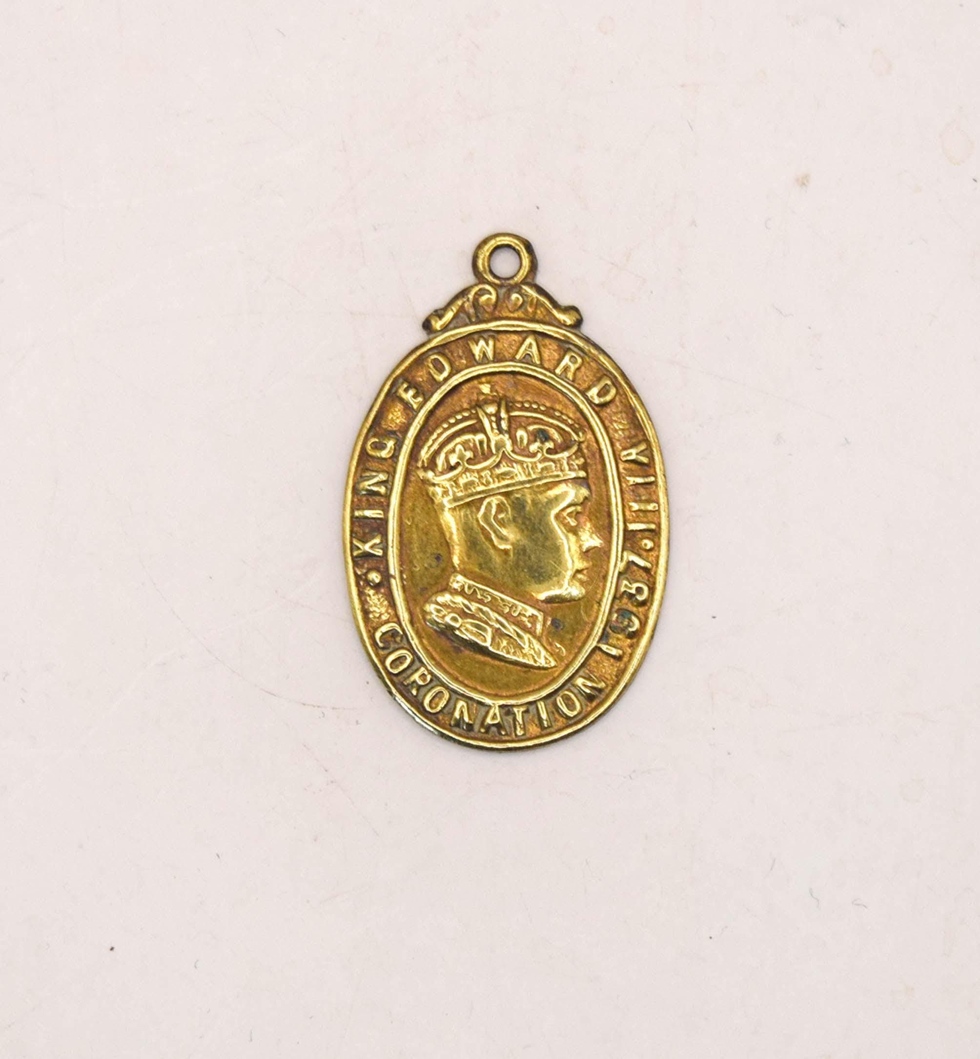 1937 Edward VIII  Coronation/Abdication Medal | Crowned Right Facing Oval Fob