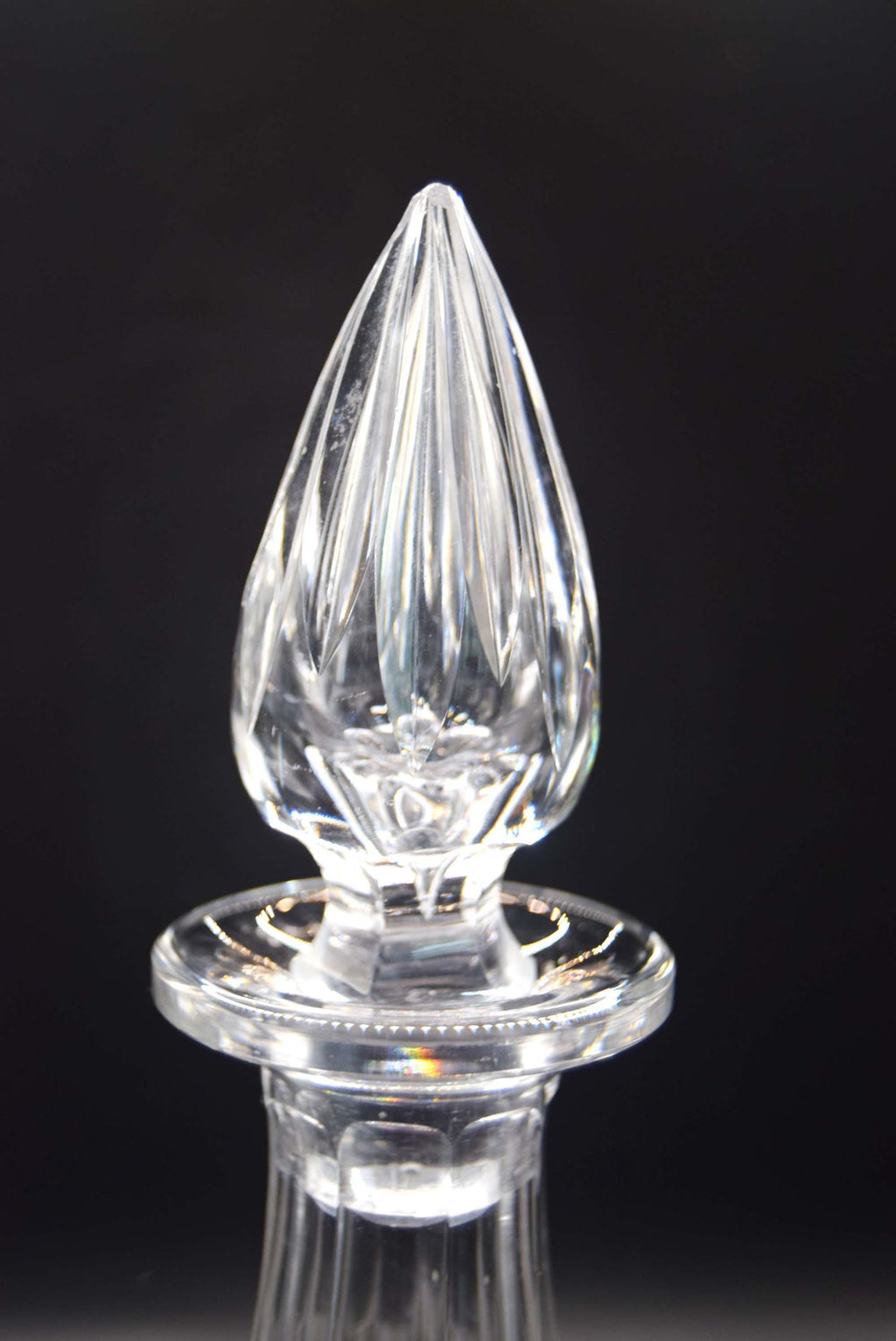 Heavy  Crystal “Georgian“ Wine Spirit Decanter 12" High with Silver Plated Label