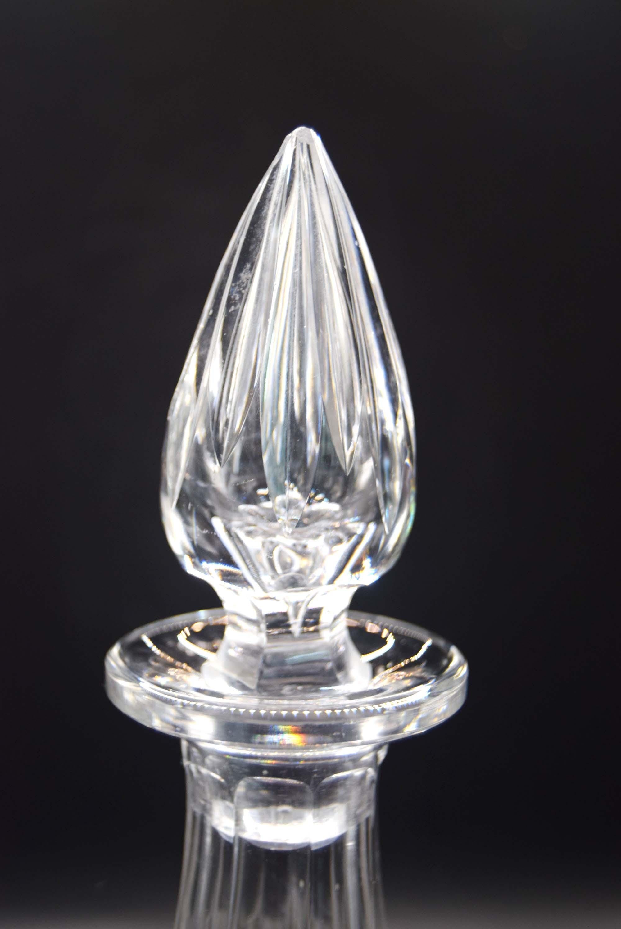 Heavy  Crystal “Georgian“ Wine Spirit Decanter 12" High with Silver Plated Label