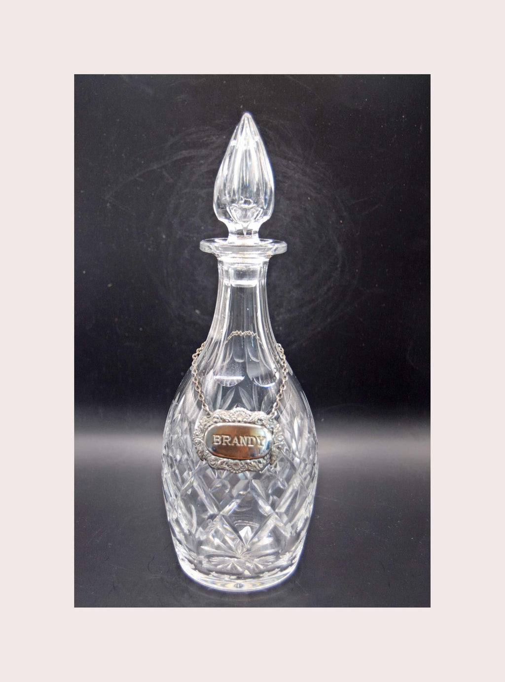Heavy  Crystal “Georgian“ Wine Spirit Decanter 12" High with Silver Plated Label