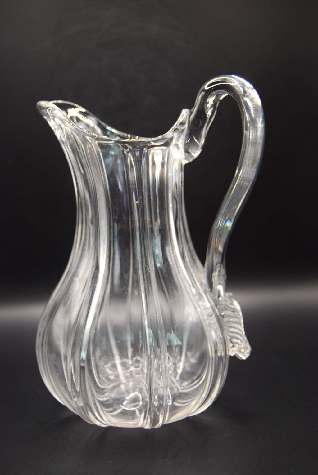 Antique William IV Ribbed Glass Water Jug, c.1830 - Hand-Blown Georgian Era