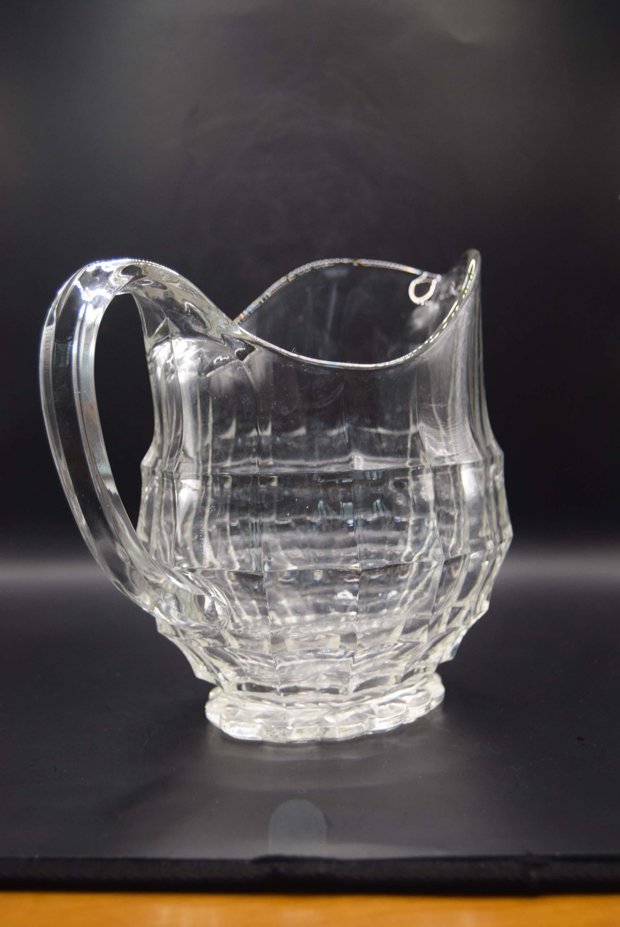 Vintage Art Deco Davidson Jacobean Pressed Glass Water Jug Large and Heavy