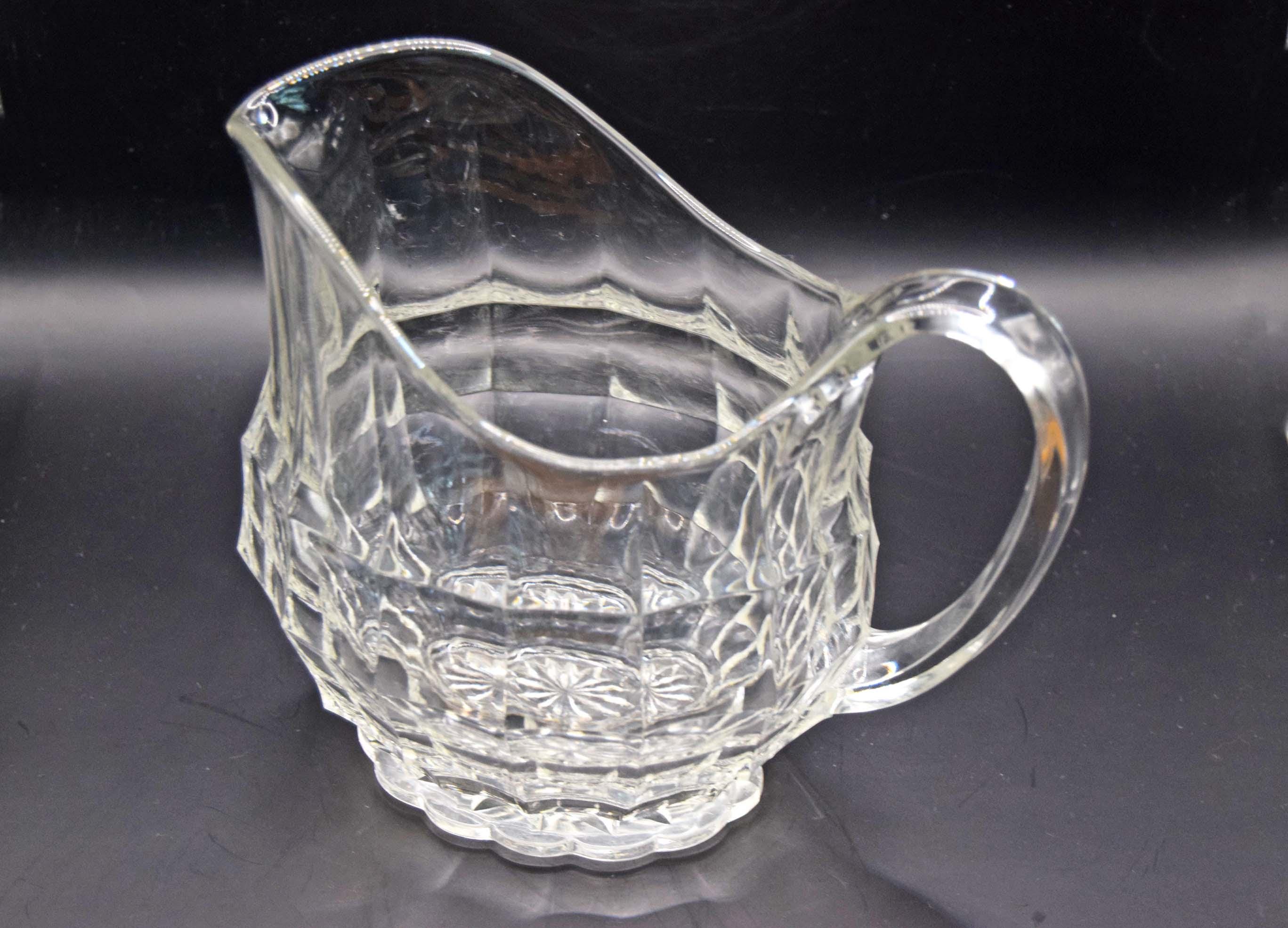 Vintage Art Deco Davidson Jacobean Pressed Glass Water Jug Large and Heavy