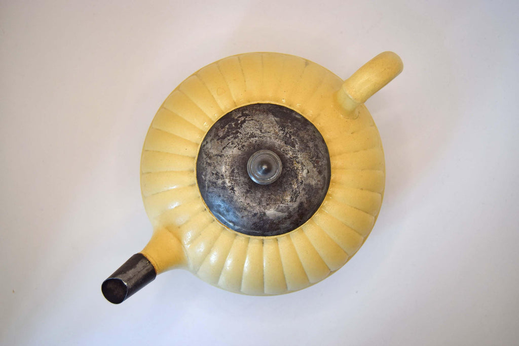 Rare Antique Wedgwood Caneware Teapot - Early 1800s Lotus Form with 19th Century Inventive Metal Repair