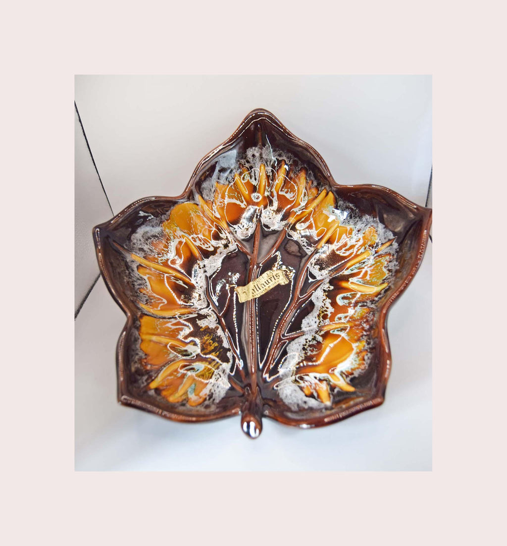 Vintage Céramique Fady Vallauris Leaf Dish – French Retro - Ecume de Mer Glaze