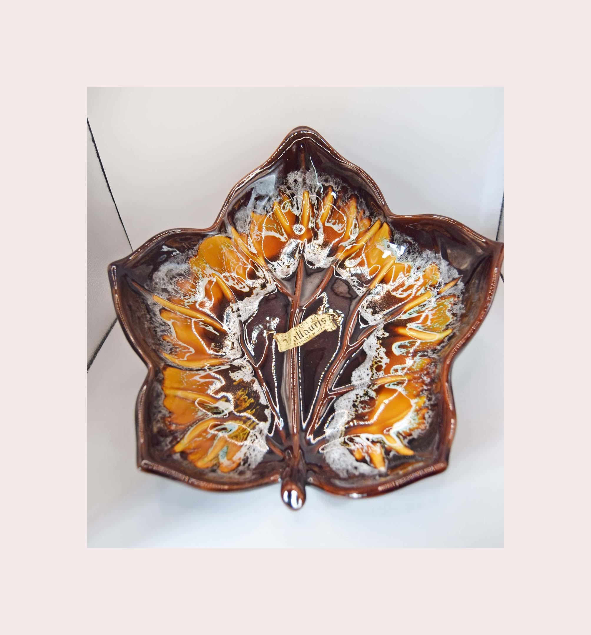 Vintage Céramique Fady Vallauris Leaf Dish – French Retro - Ecume de Mer Glaze