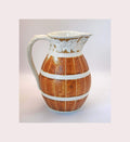 Antique William Brownfield Alloa Barrel Jug 15cm, 1866, Staffordshire Pottery (Spout Repair)
