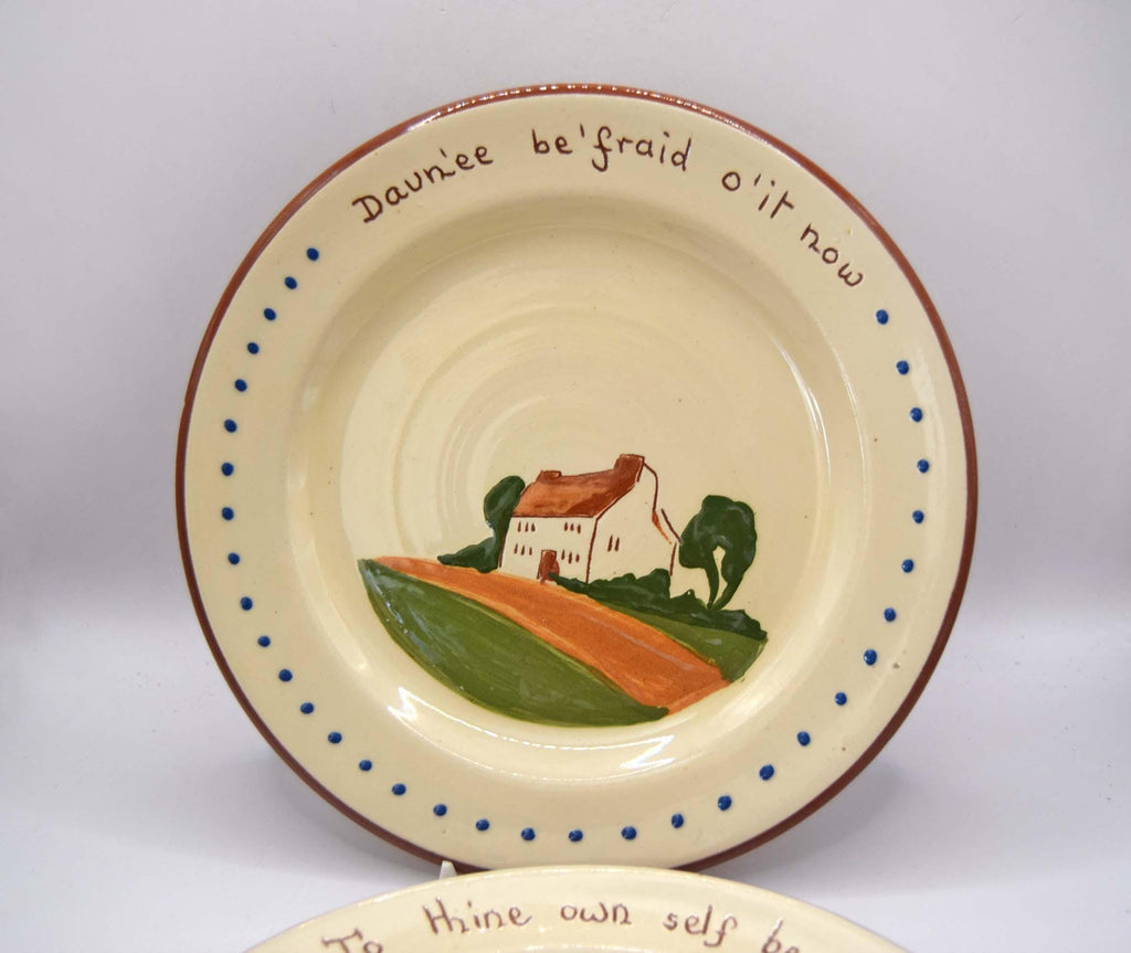 Vintage Dartmouth Pottery Motto Ware Plates Set of 2, Devon Cottage Pattern Side Plates