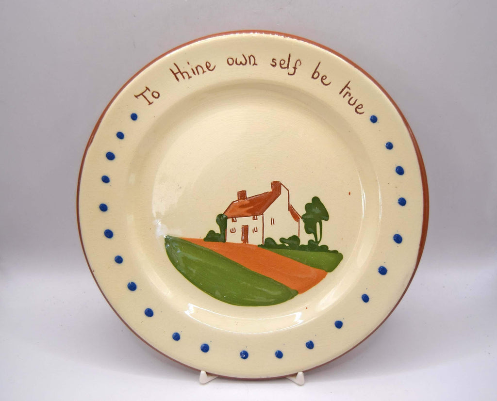 Vintage Dartmouth Pottery Motto Ware Plates Set of 2, Devon Cottage Pattern Side Plates