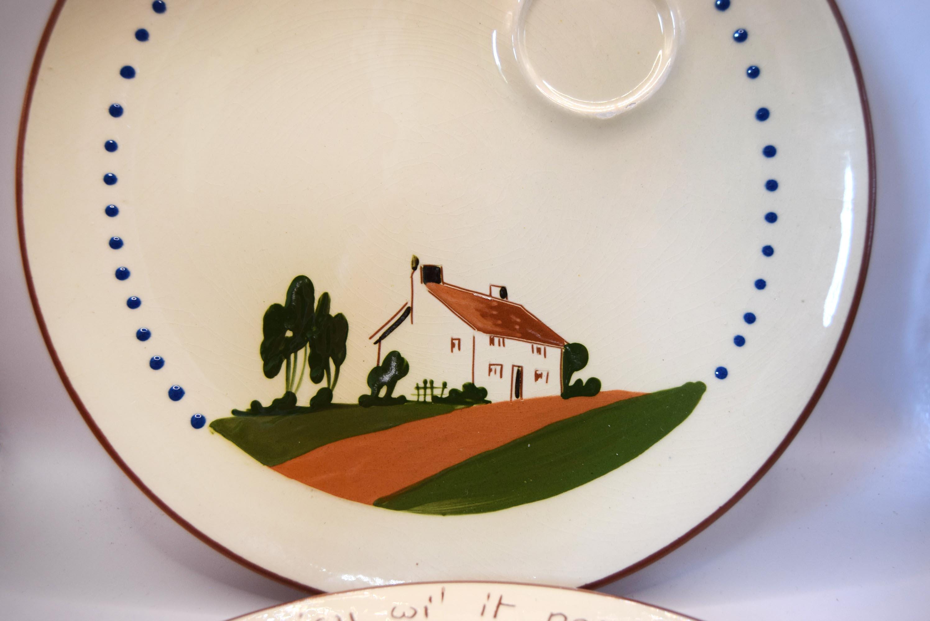 Two Dartmouth Pottery Motto Ware Plates 25.5cms & 27cms