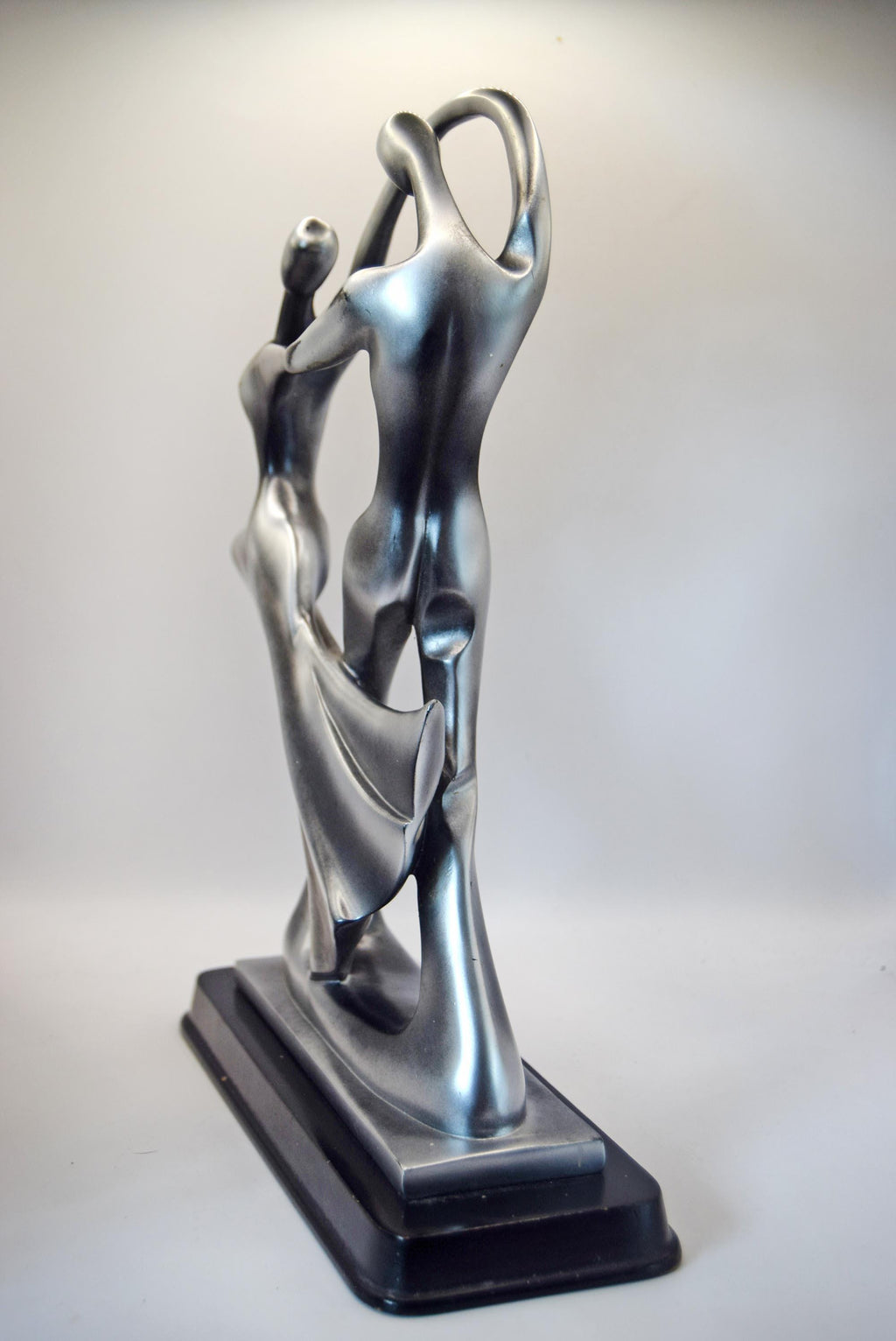 Abstract Couple Sculpture | Silver Resin | Dancing Figurine | 32cms