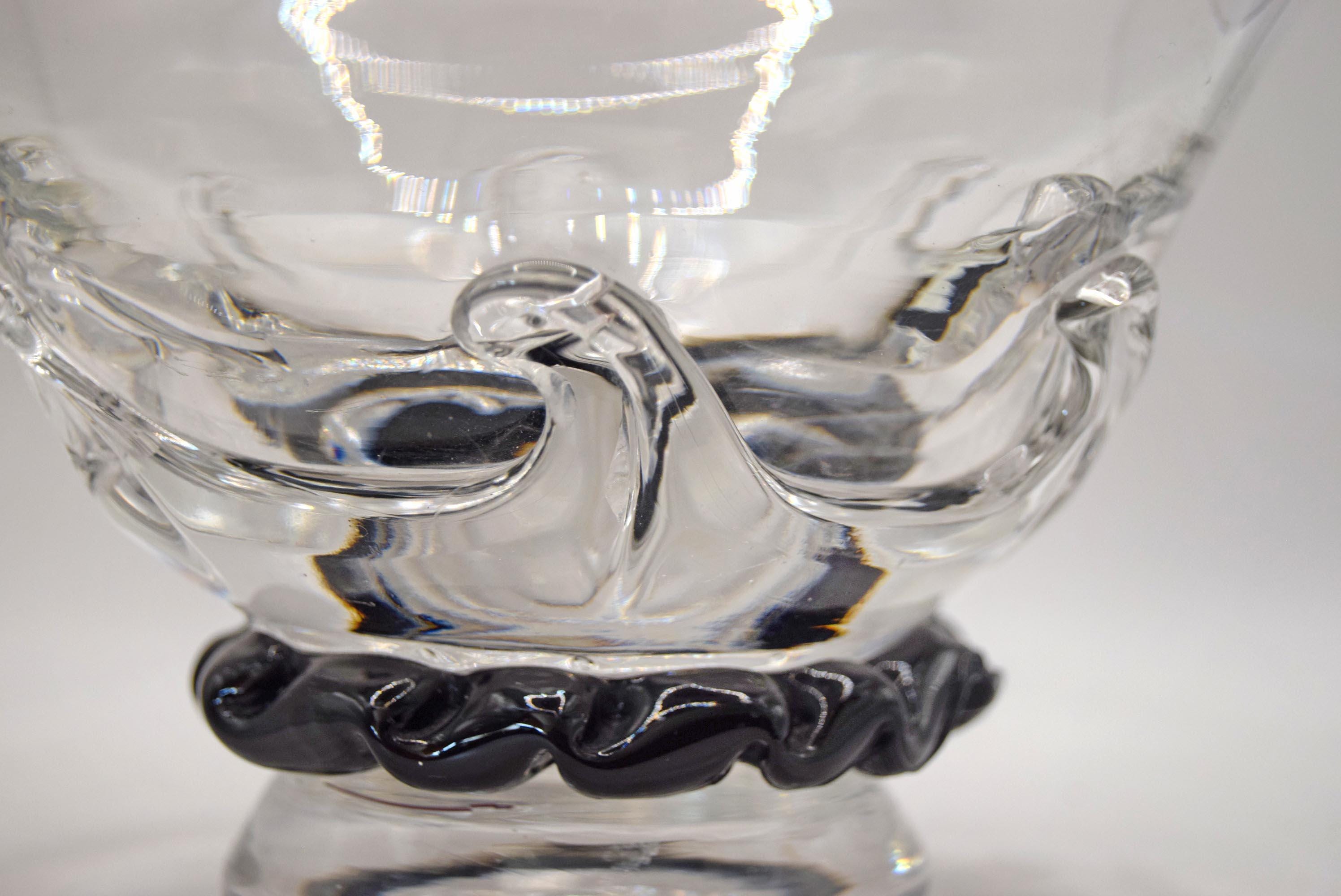 Vintage Daum France Crystal Sorcy Dessert Fruit Bowl, 17.5cm diameter. VGC