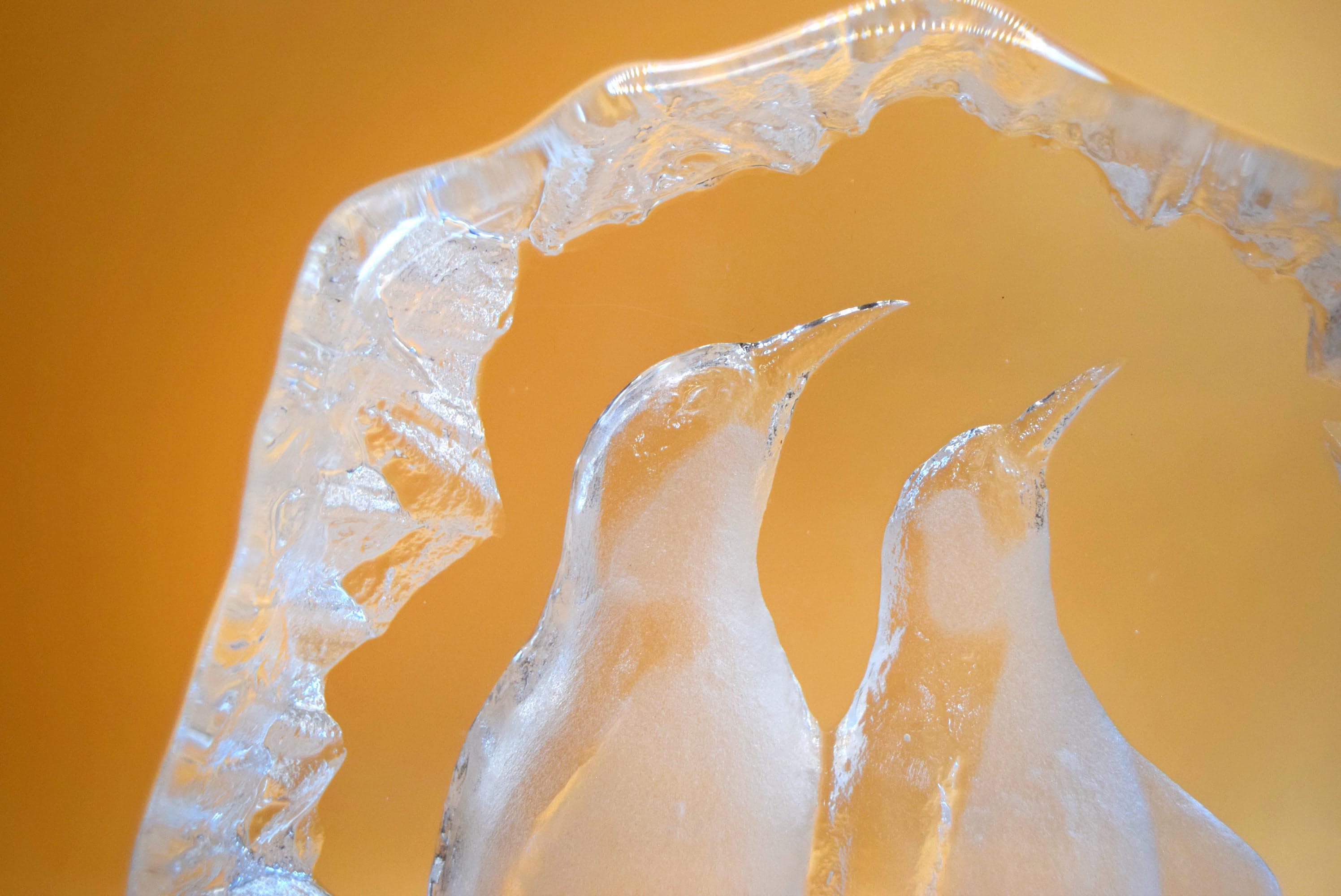 Vintage Mats Jonasson Maleras Sweden Crystal Glass Penguin Pair , Signed