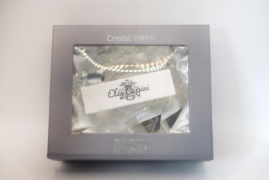 Signed Oleg Cassini Boxed Lead Crystal Votive Candle Tealight Holder