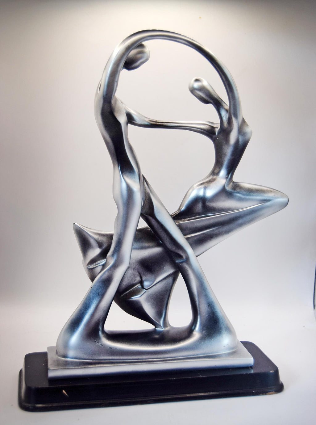 Abstract Couple Sculpture | Silver Resin | Dancing Figurine | 32cms