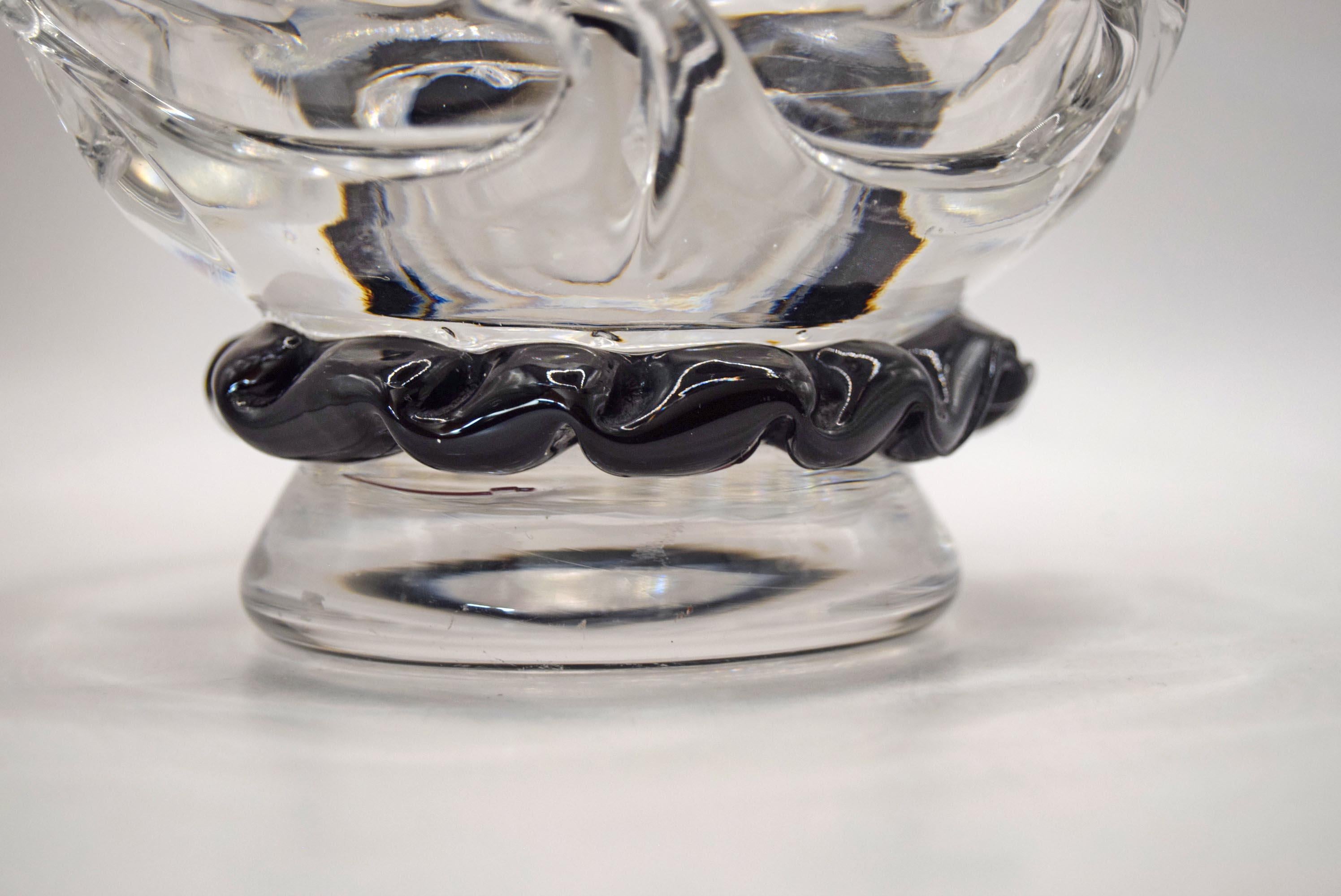 Vintage Daum France Crystal Sorcy Dessert Fruit Bowl, 17.5cm diameter. VGC