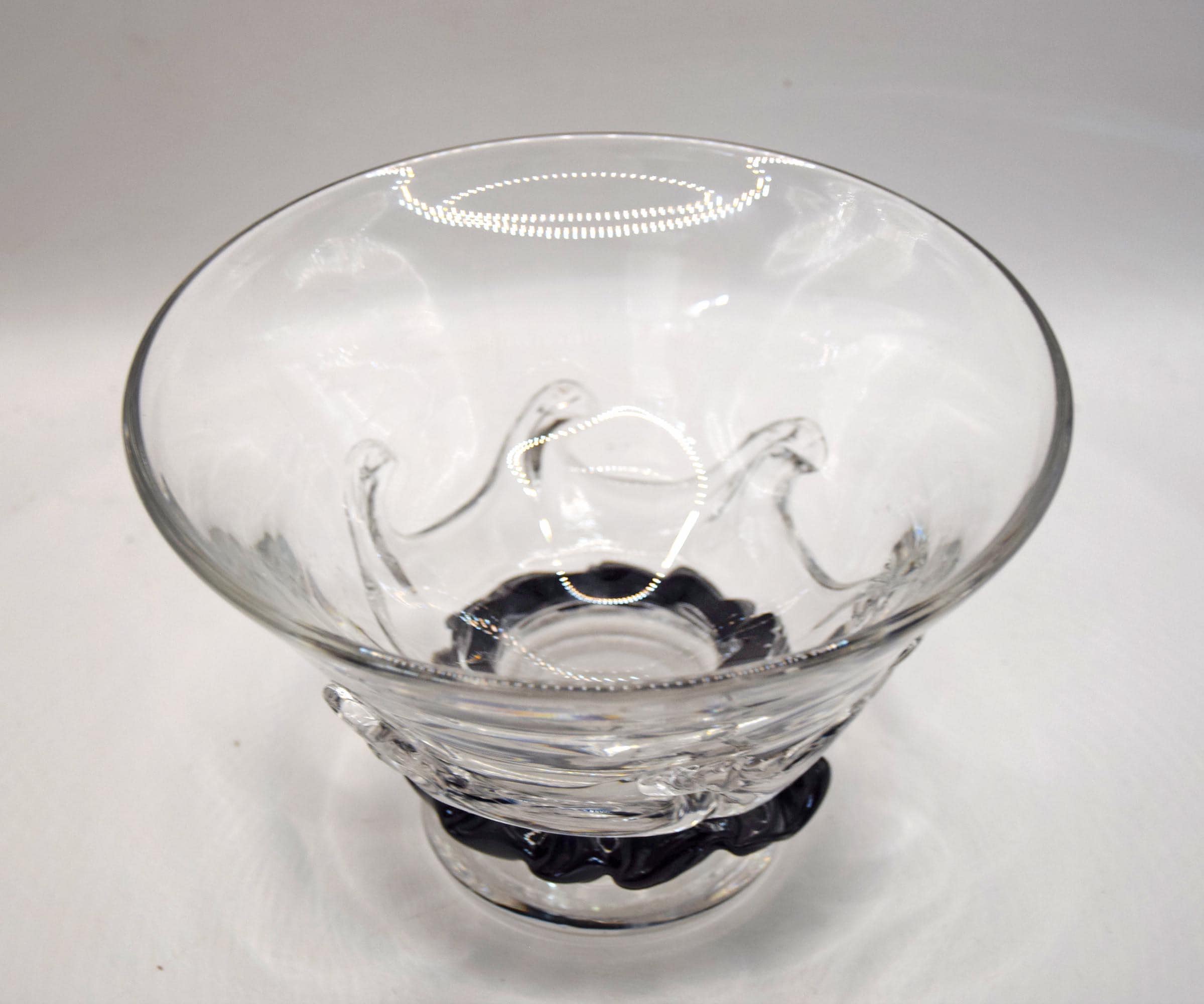 Vintage Daum France Crystal Sorcy Dessert Fruit Bowl, 17.5cm diameter. VGC