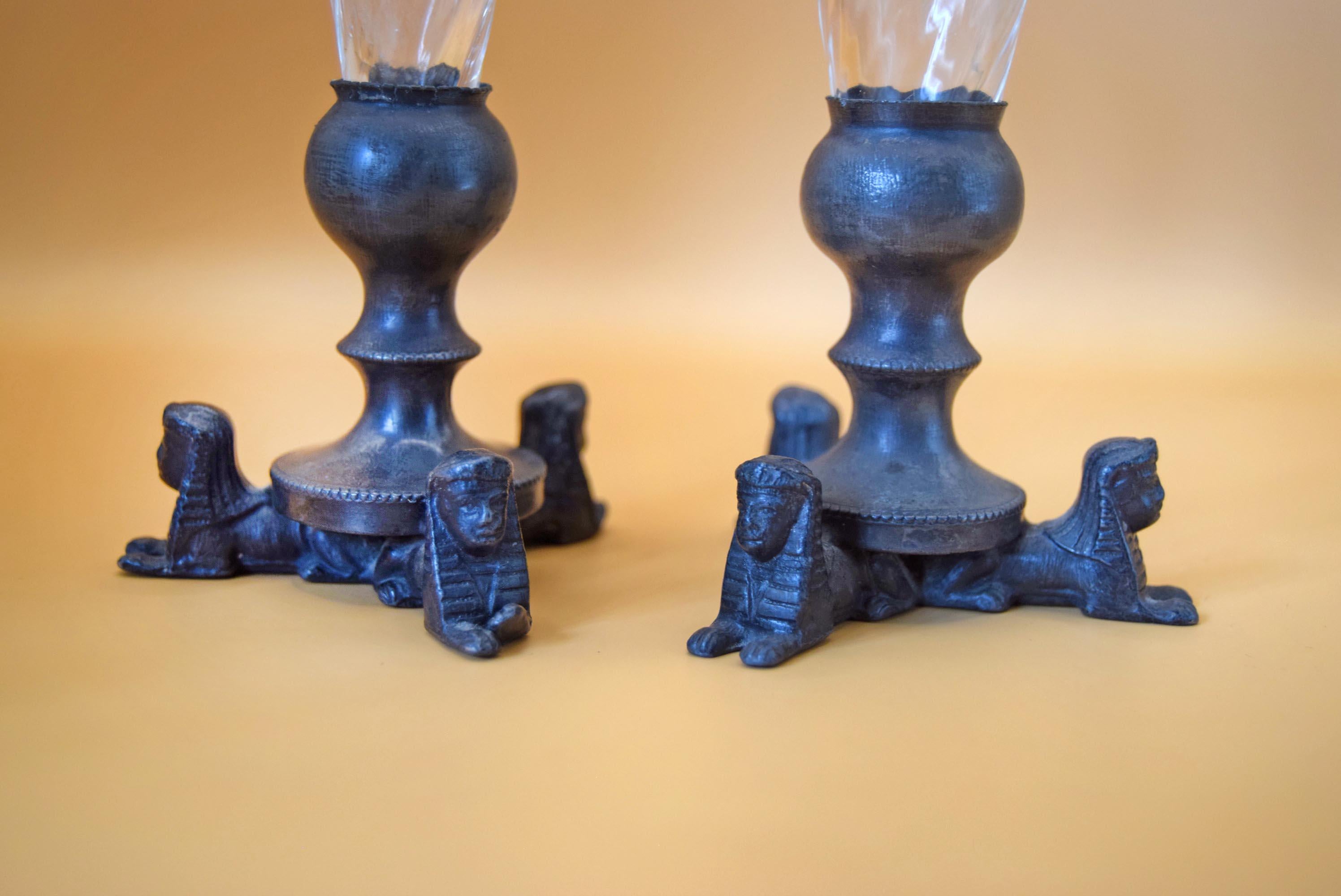 Detail of antique French spelter vase rim with hand-reamed custom socket fit