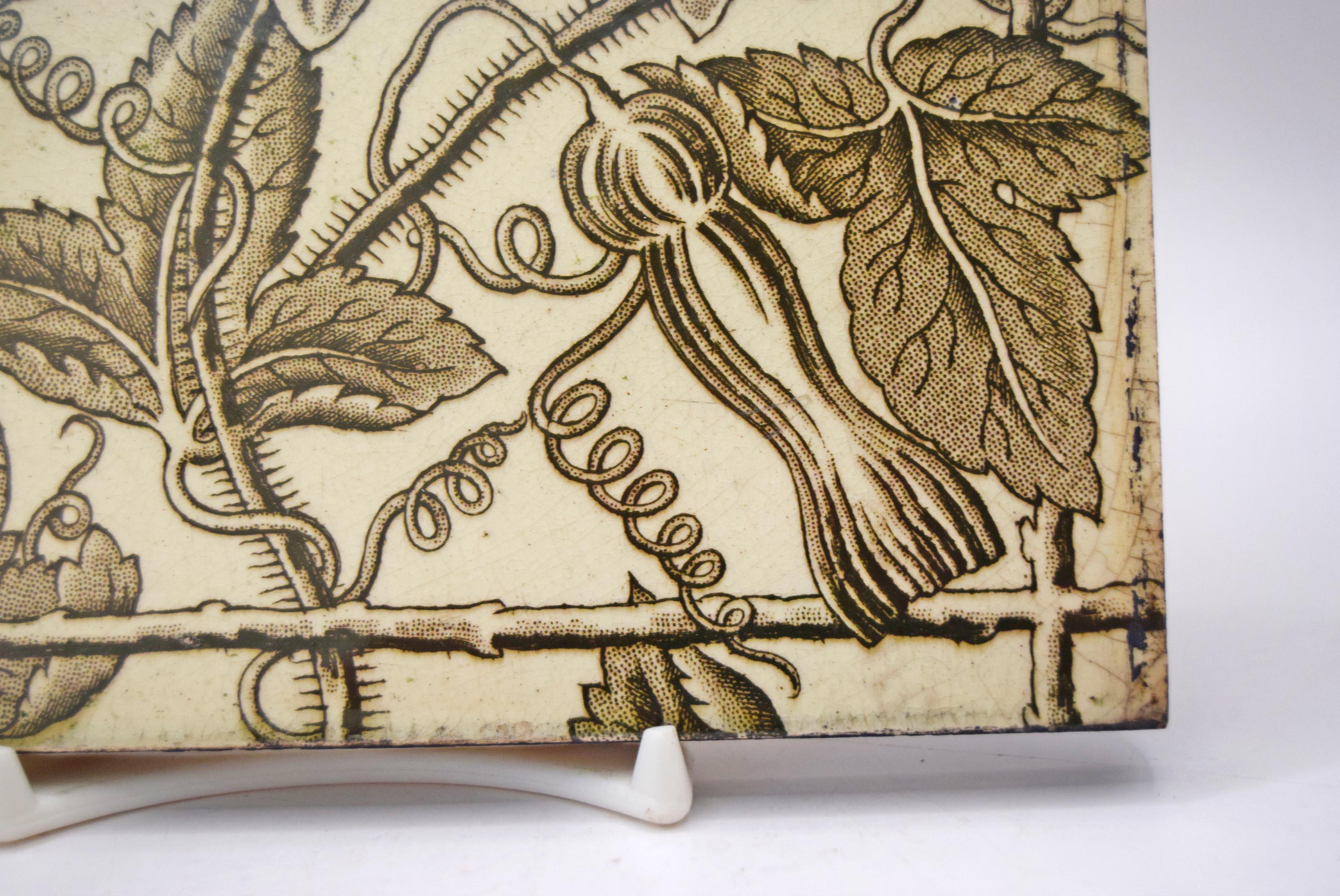 Antique Victorian Tile;Trellis Aesthetic Floral; Pattern #18812 Brown 6x6 VGC