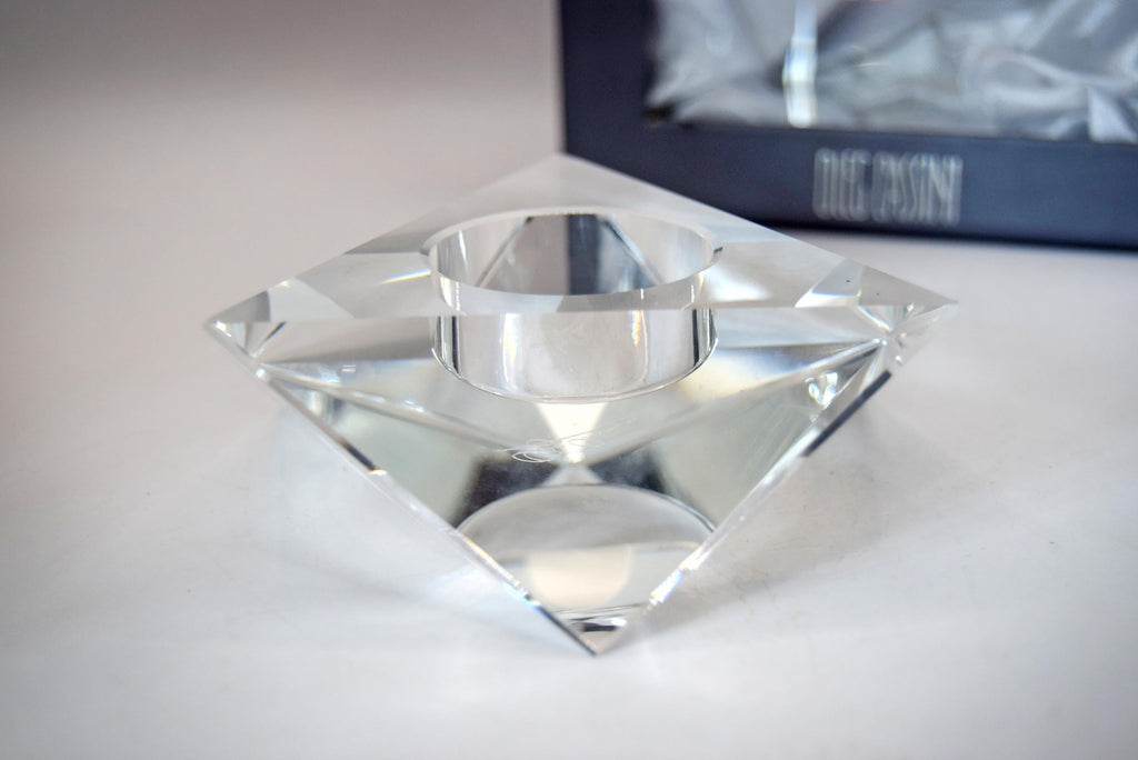 Signed Oleg Cassini Boxed Lead Crystal Votive Candle Tealight Holder
