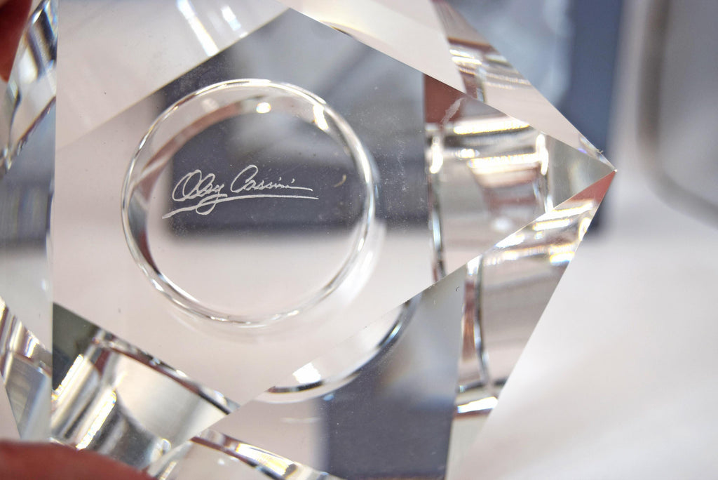Signed Oleg Cassini Boxed Lead Crystal Votive Candle Tealight Holder