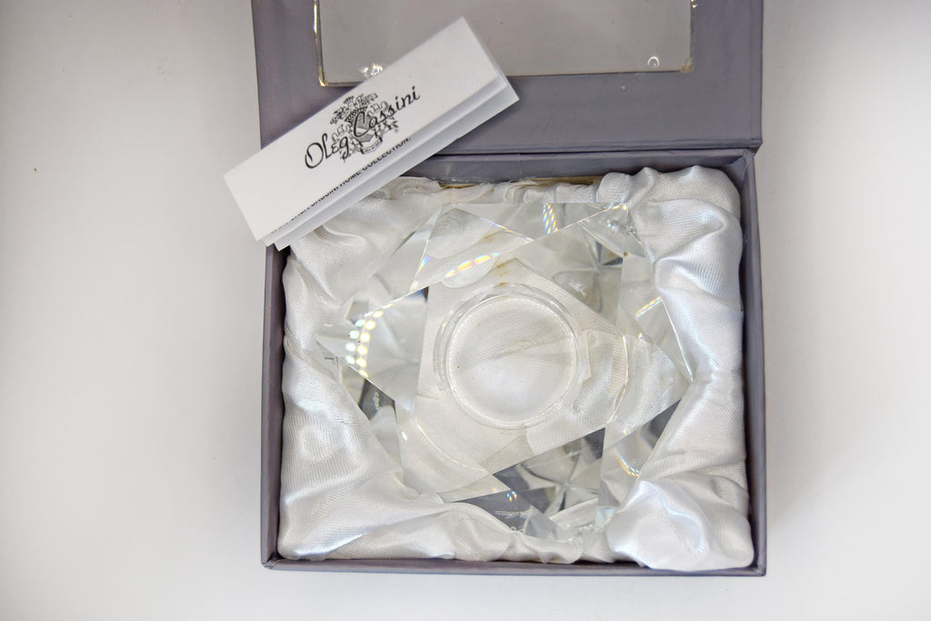 Signed Oleg Cassini Boxed Lead Crystal Votive Candle Tealight Holder