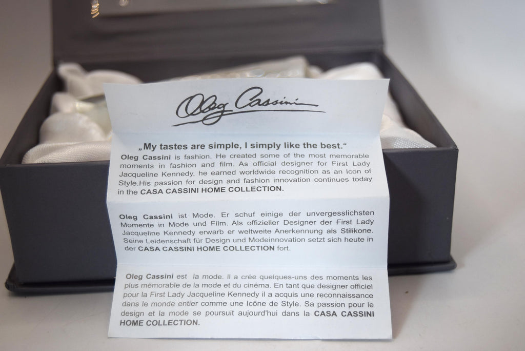 Signed Oleg Cassini Boxed Lead Crystal Votive Candle Tealight Holder