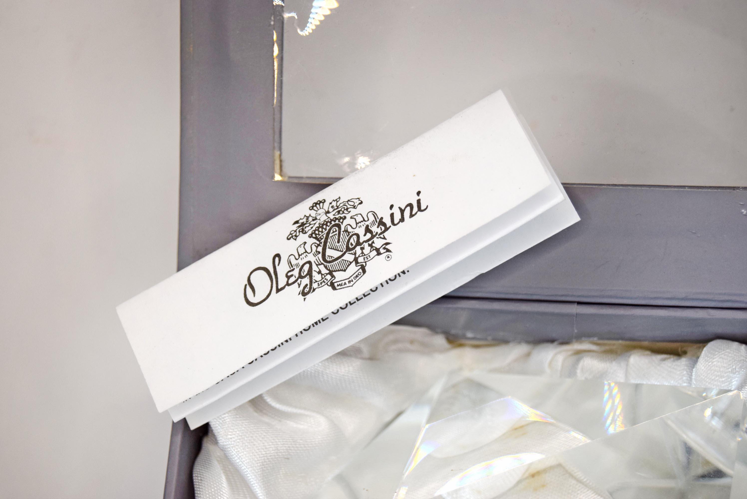 Signed Oleg Cassini Boxed Lead Crystal Votive Candle Tealight Holder