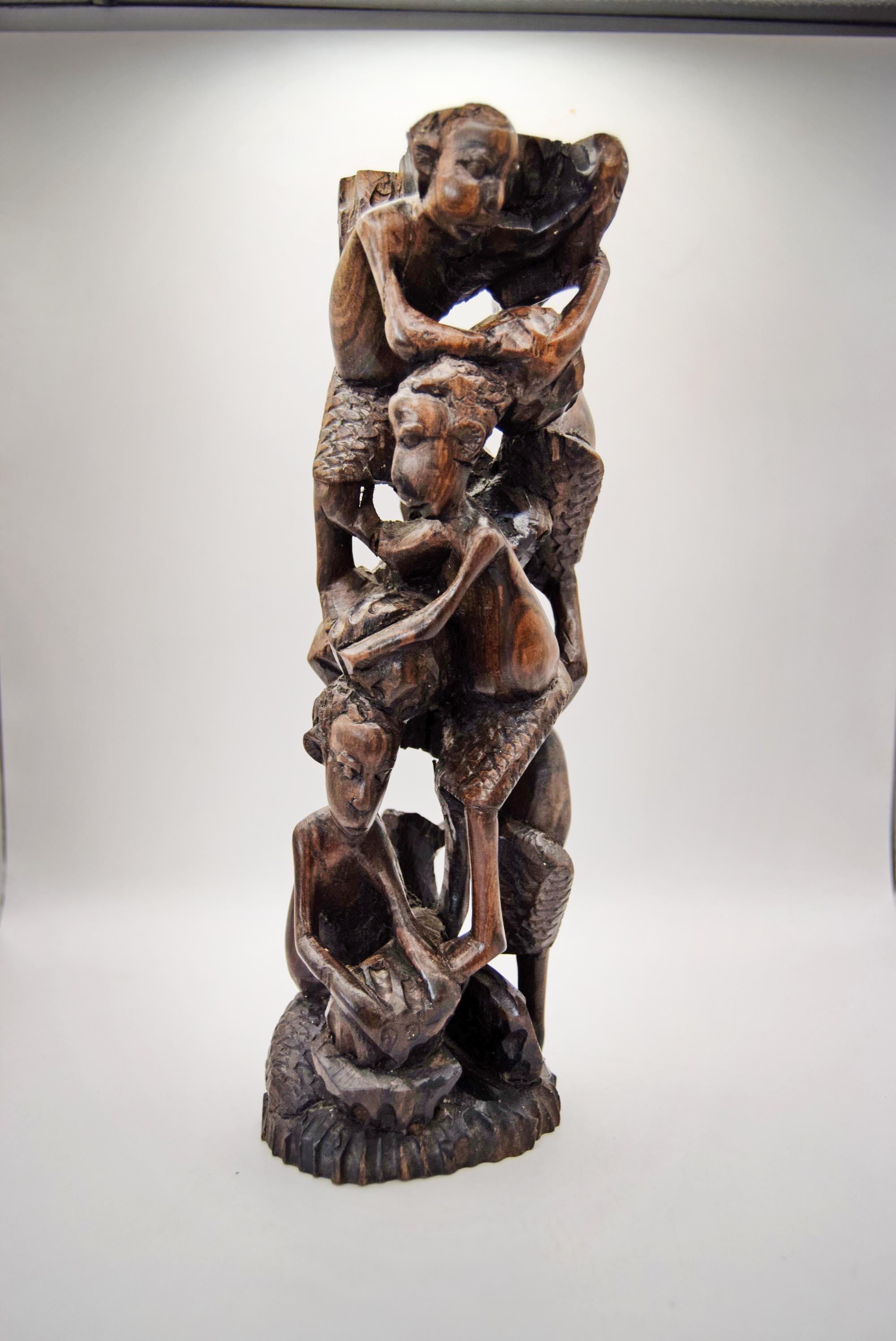 Vintage Makonde Tree of Life Sculpture | Hand Carved African Hard Wood Ujamaa