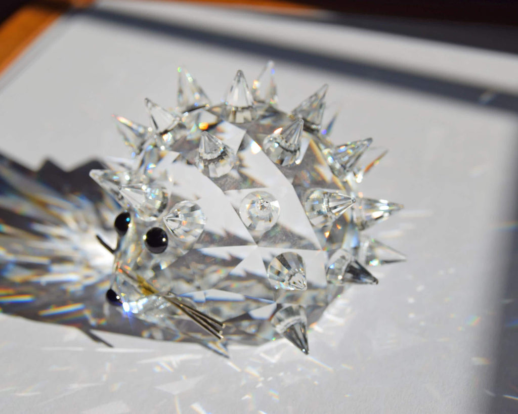 Vintage Swarovski Crystal Hedgehog Figurine with Silver Whiskers 6cms