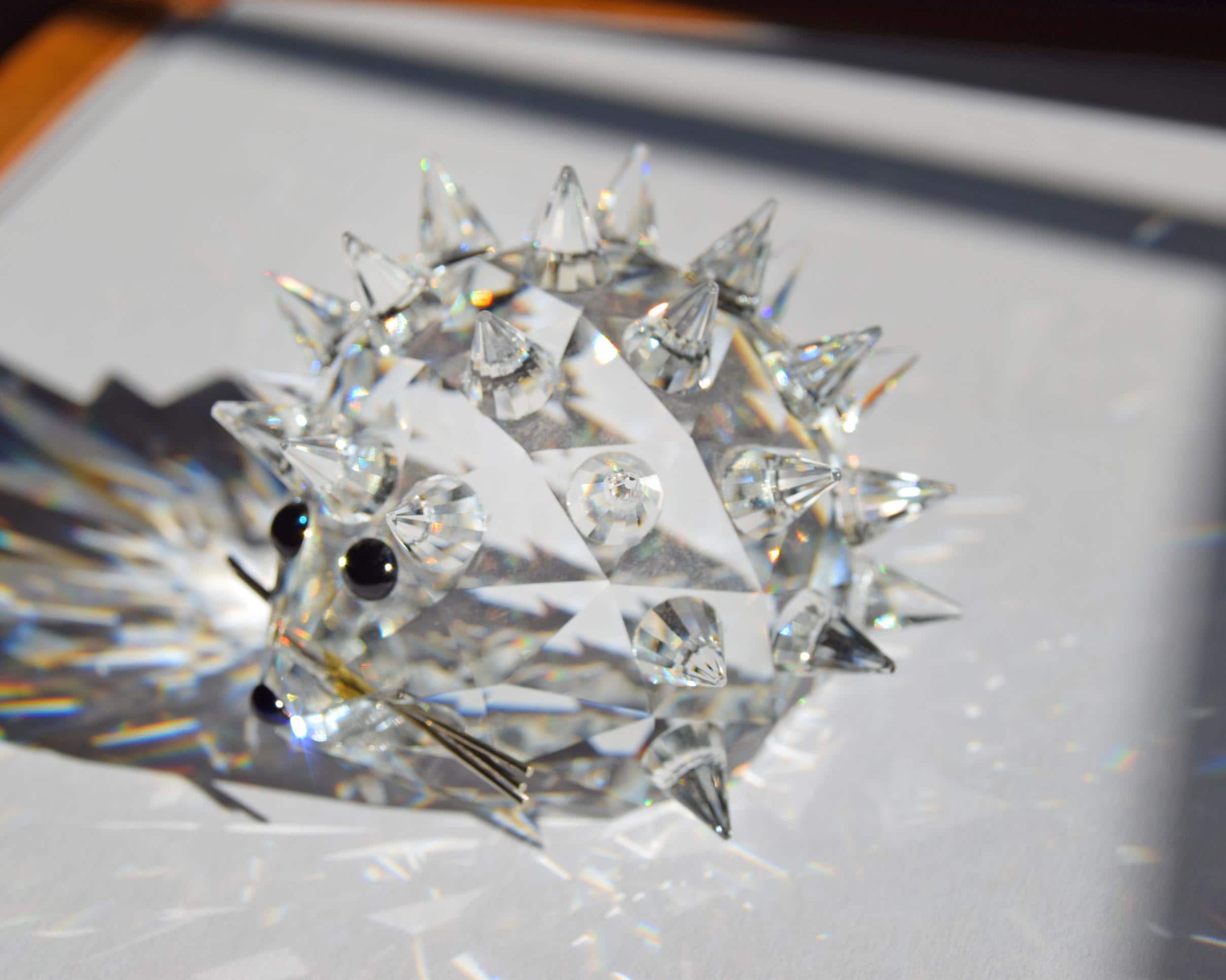 Vintage Swarovski Crystal Hedgehog Figurine with Silver Whiskers 6cms