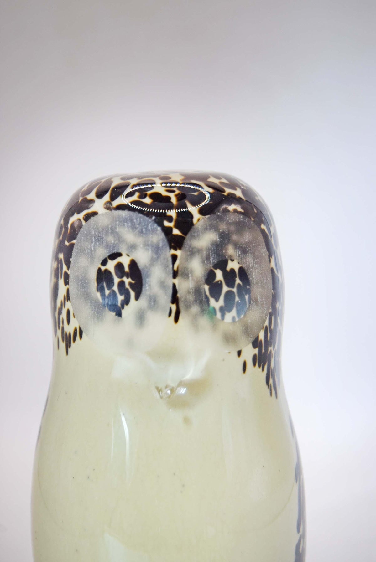 Vintage Wedgwood Glass Owl Paperweight Ronald Stennett-Wilson 1970s Brown/Cream