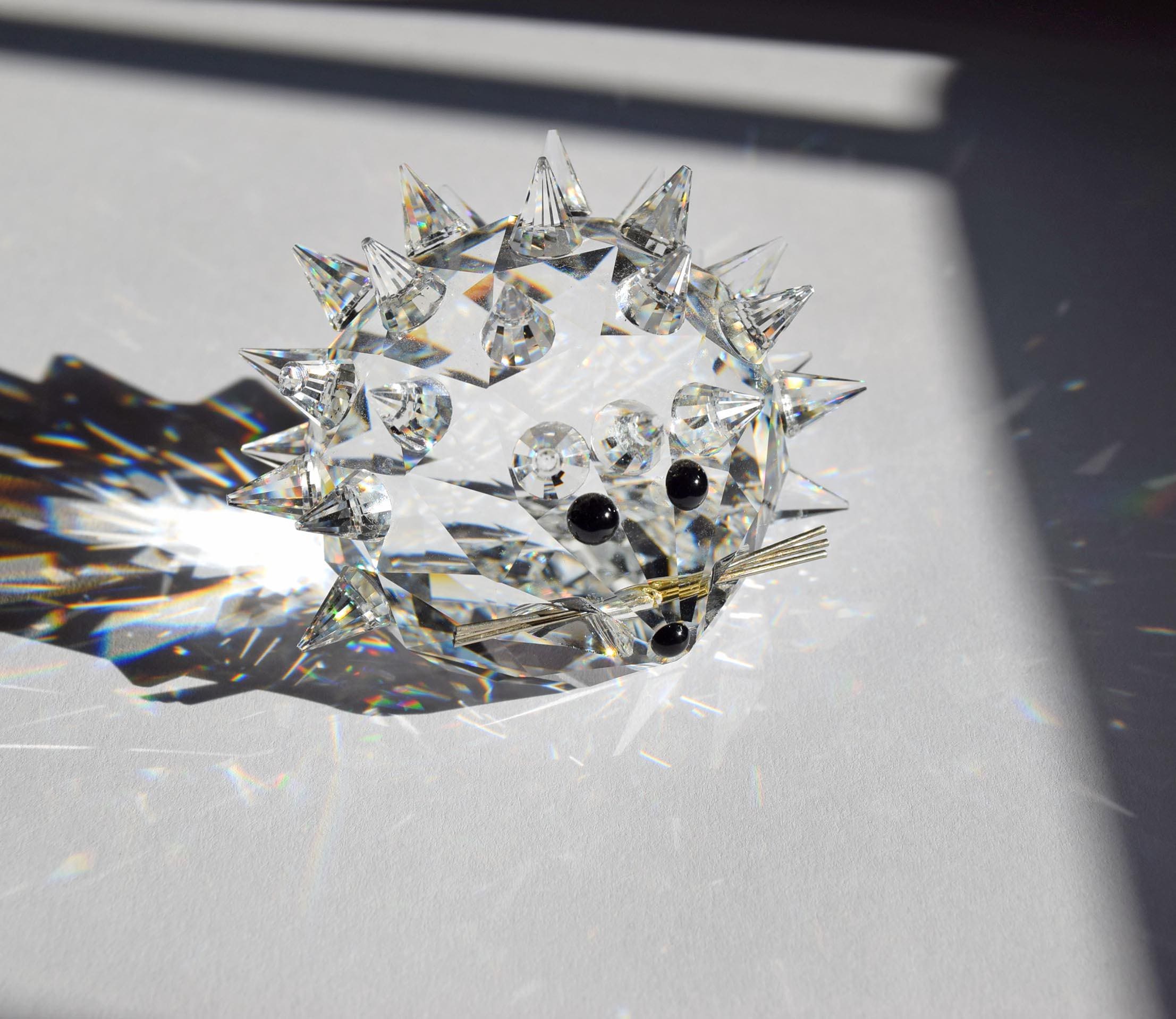 Vintage Swarovski Crystal Hedgehog Figurine with Silver Whiskers 6cms