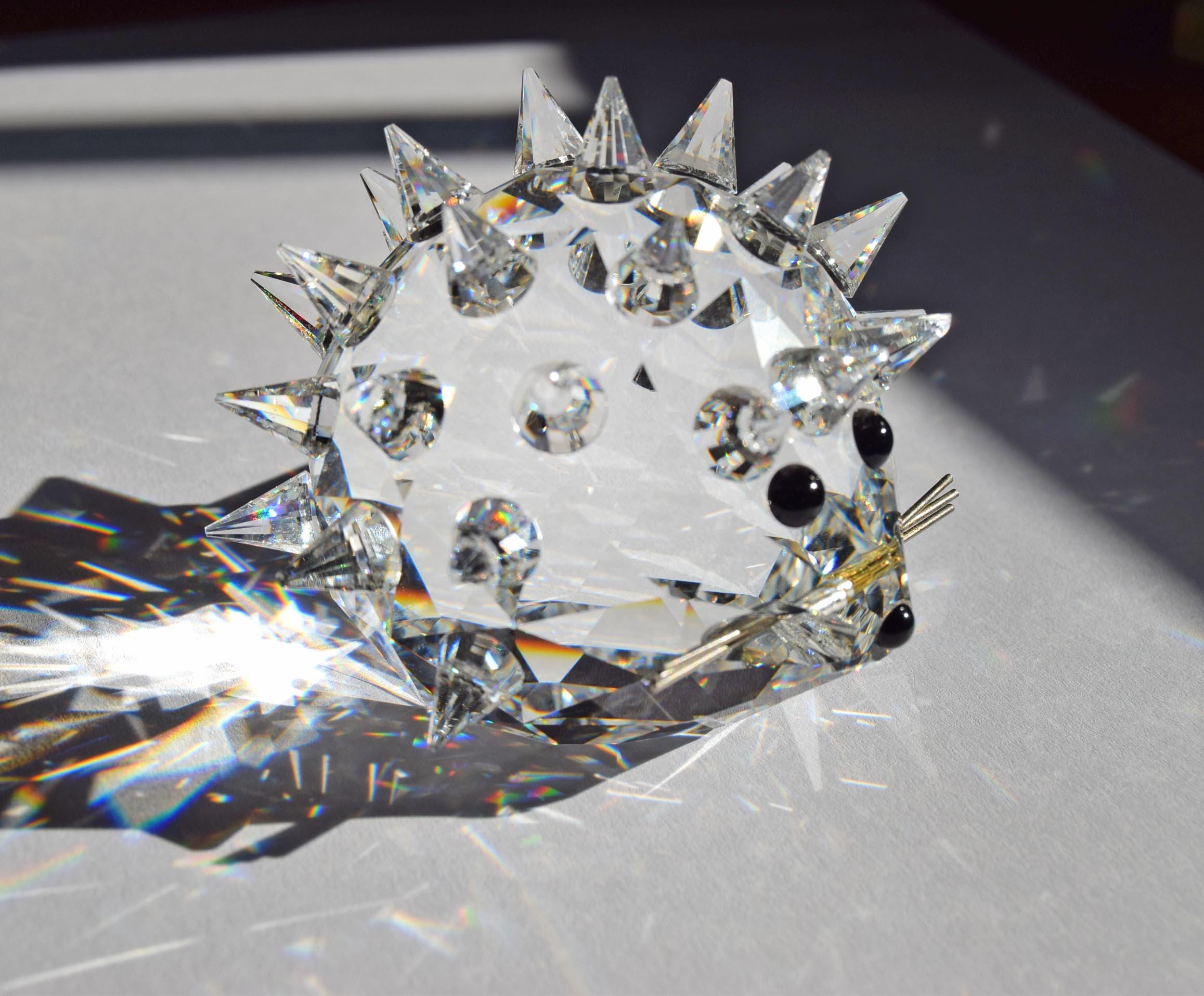 Vintage Swarovski Crystal Hedgehog Figurine with Silver Whiskers 6cms