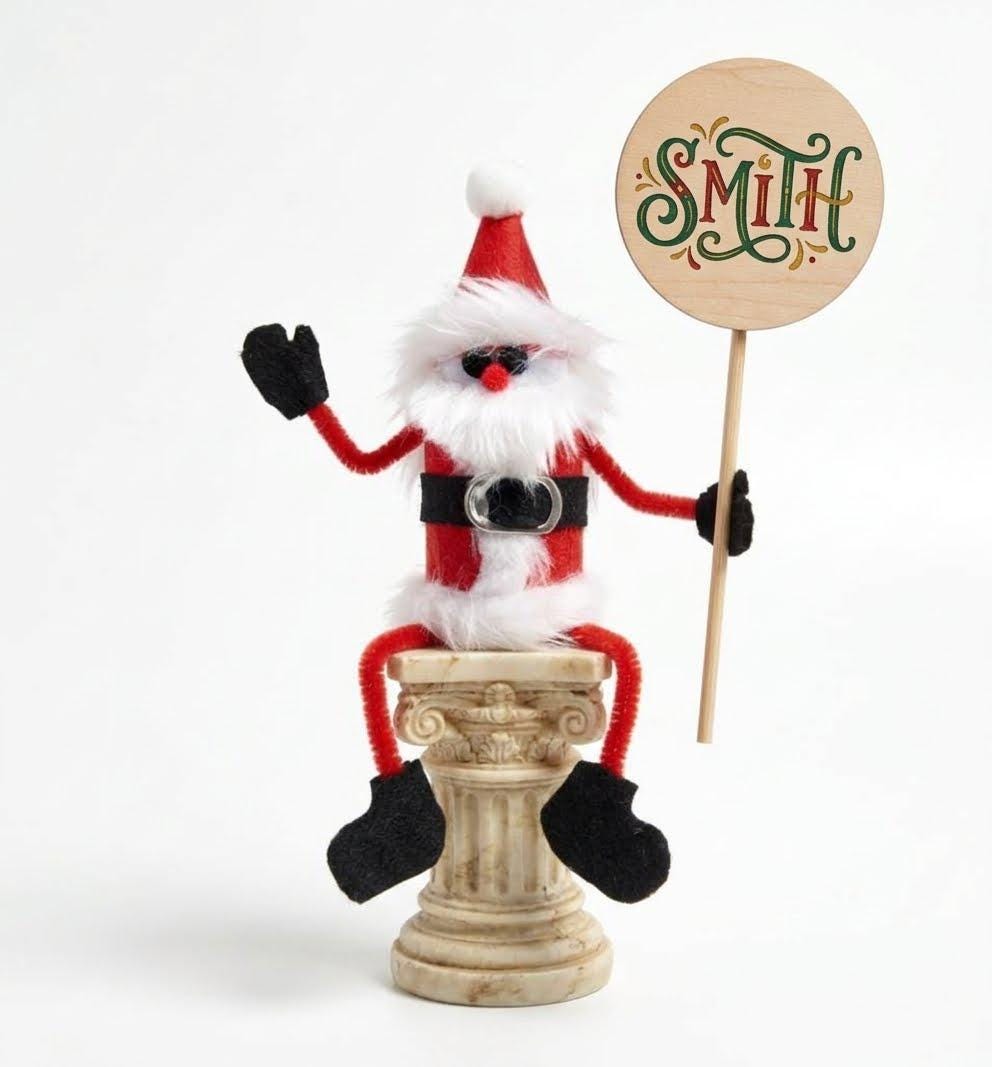 Handmade Santa Claus Place Setting; Christmas Tree Ornament; Shelf Sitter Decoration