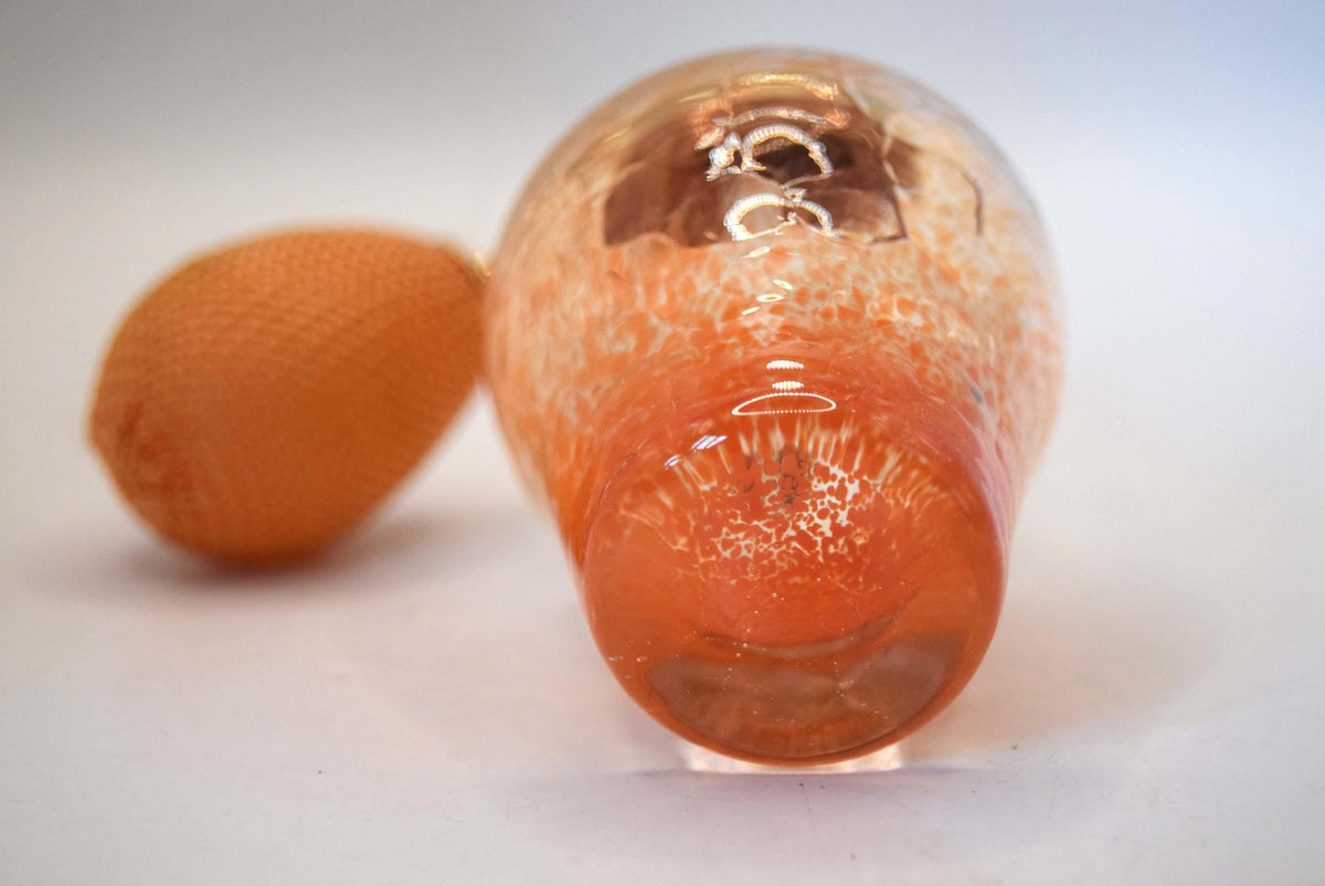 Vintage Caithness Glass Perfume Atomiser, Unused Mint Condition, Orange Crackle Scottish Glass