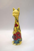 Old Tupton Ware Porcelain Cat Figurine Red Poppy Tubelined Art Nouveau Floral Collectible Gift